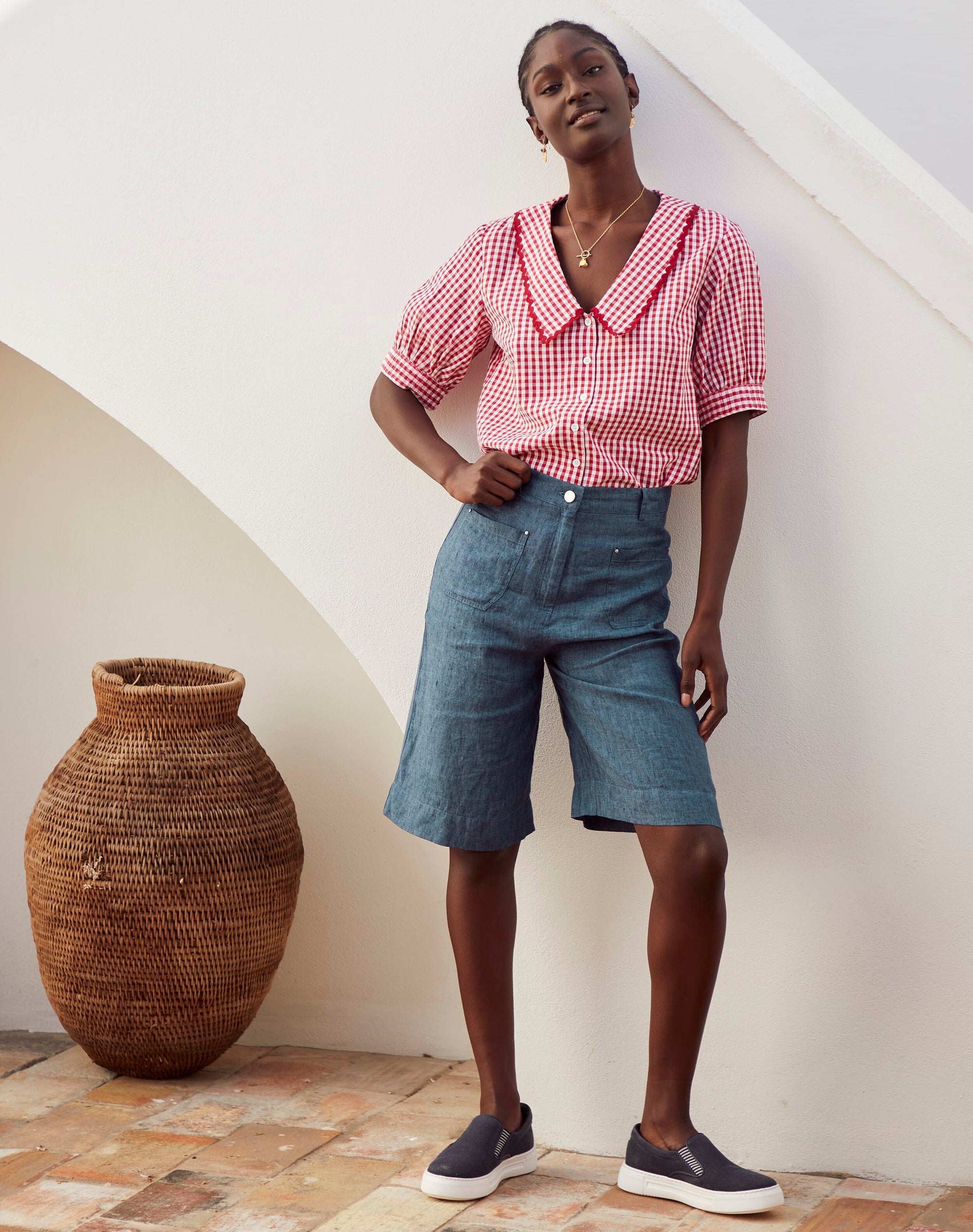 Cross Weave Linen Shorts