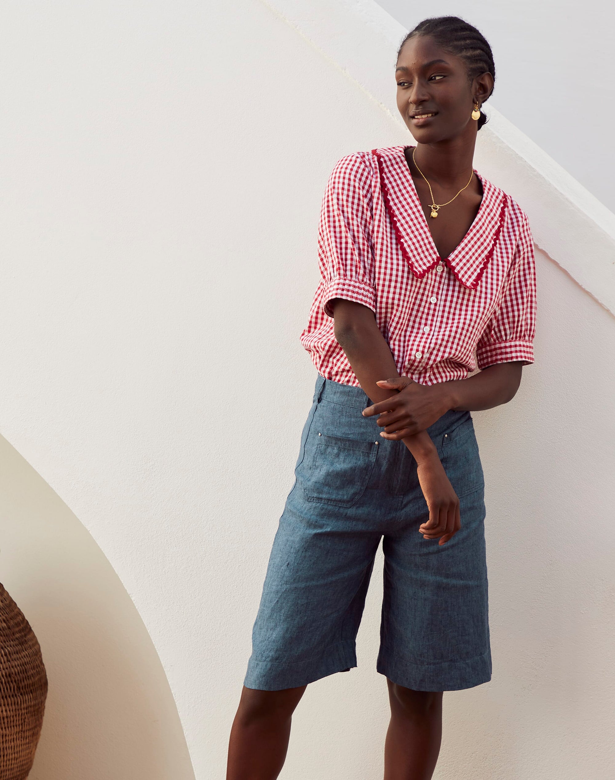 Cross Weave Linen Shorts