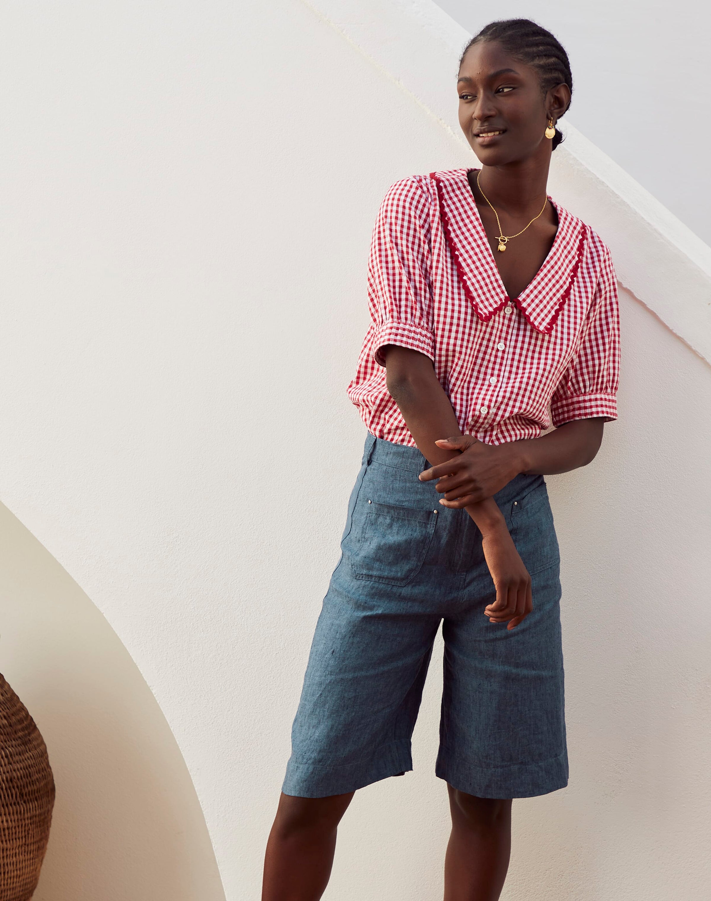 Cross Weave Linen Shorts