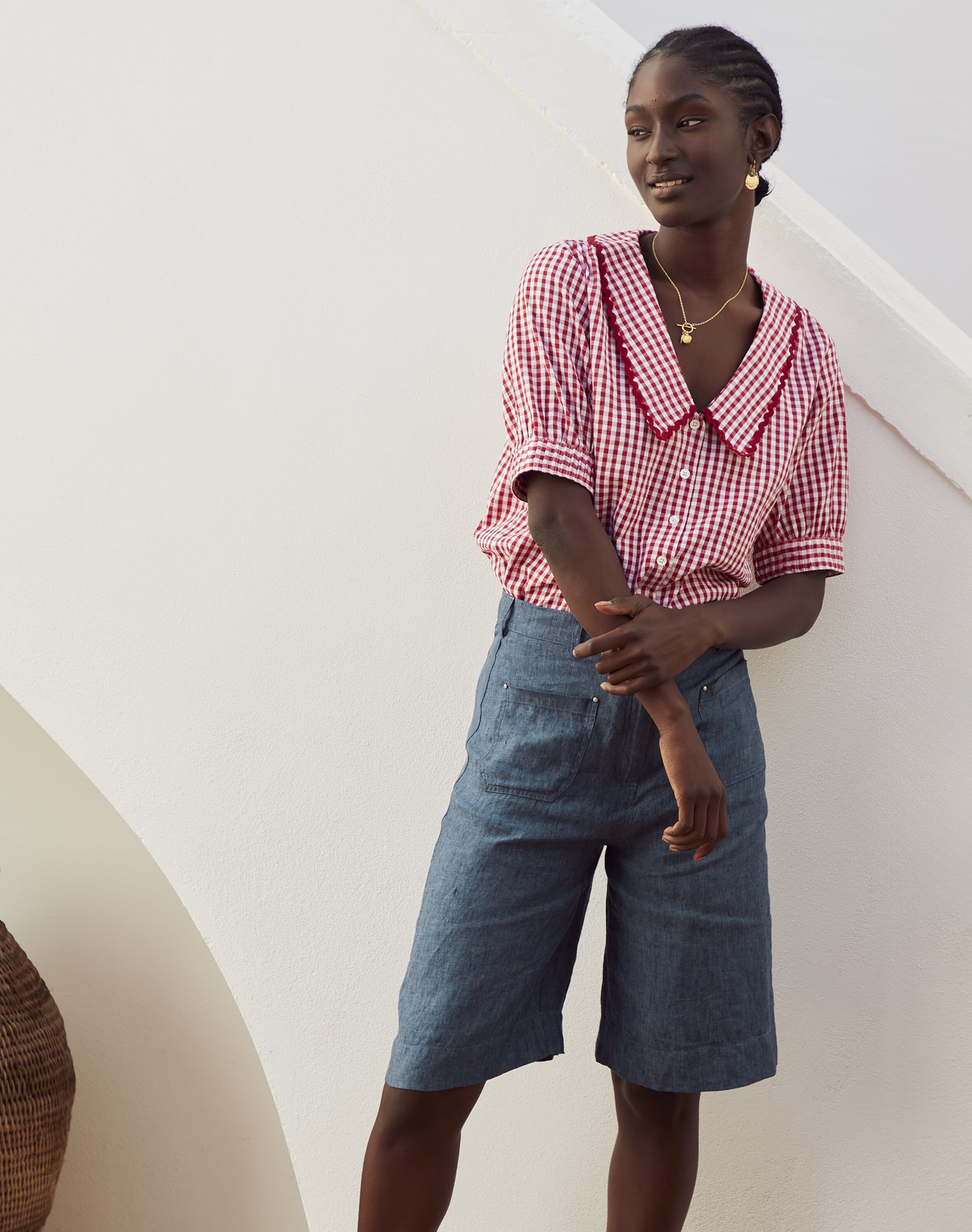 Cross Weave Linen Shorts