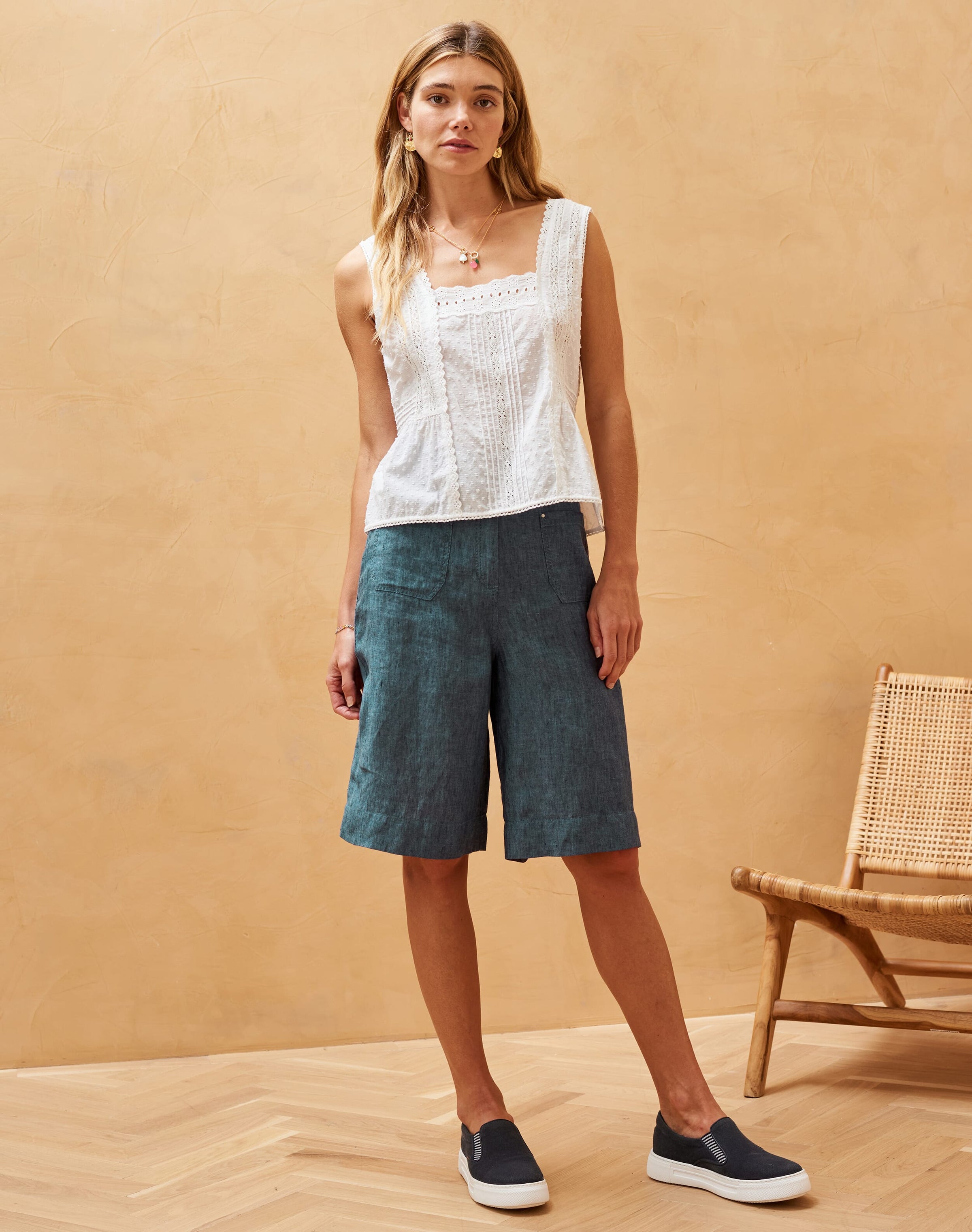 Cross Weave Linen Shorts