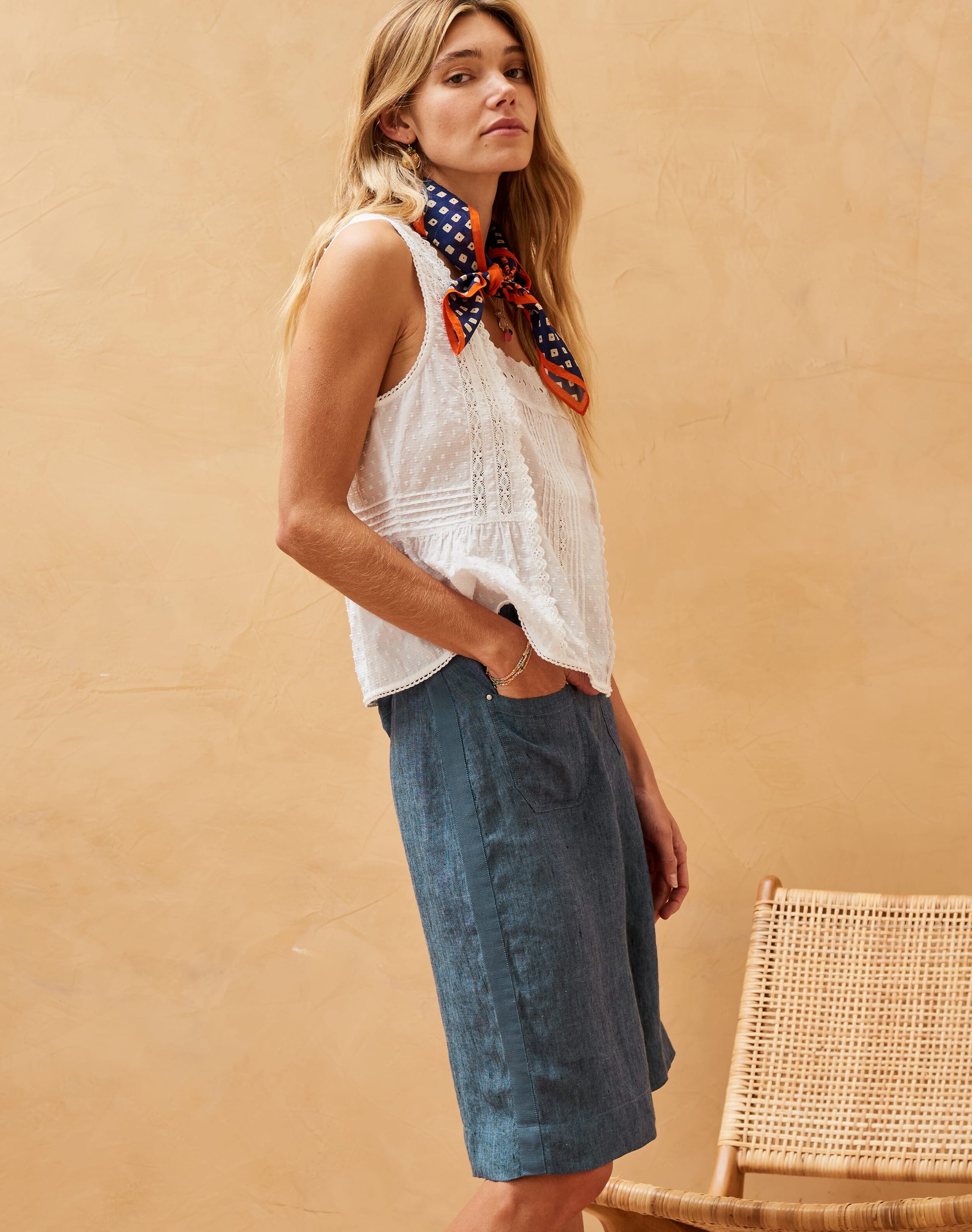 Cross Weave Linen Shorts