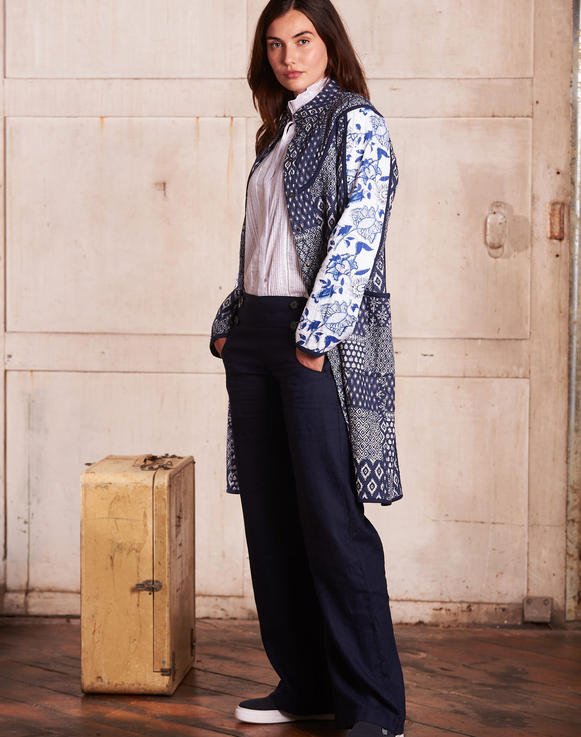 Linen Button Front Trousers