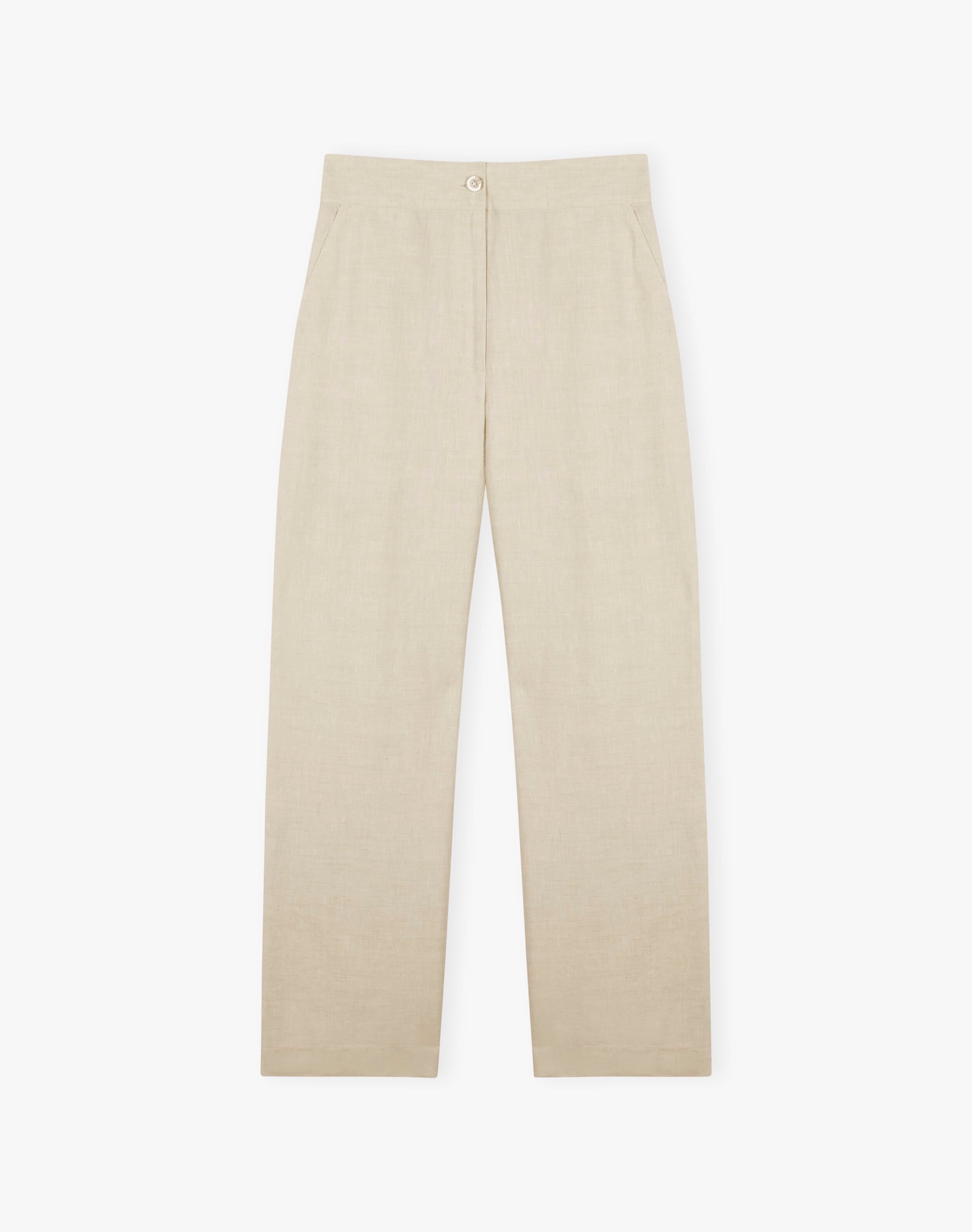 Herringbone Linen Pull On Trousers
