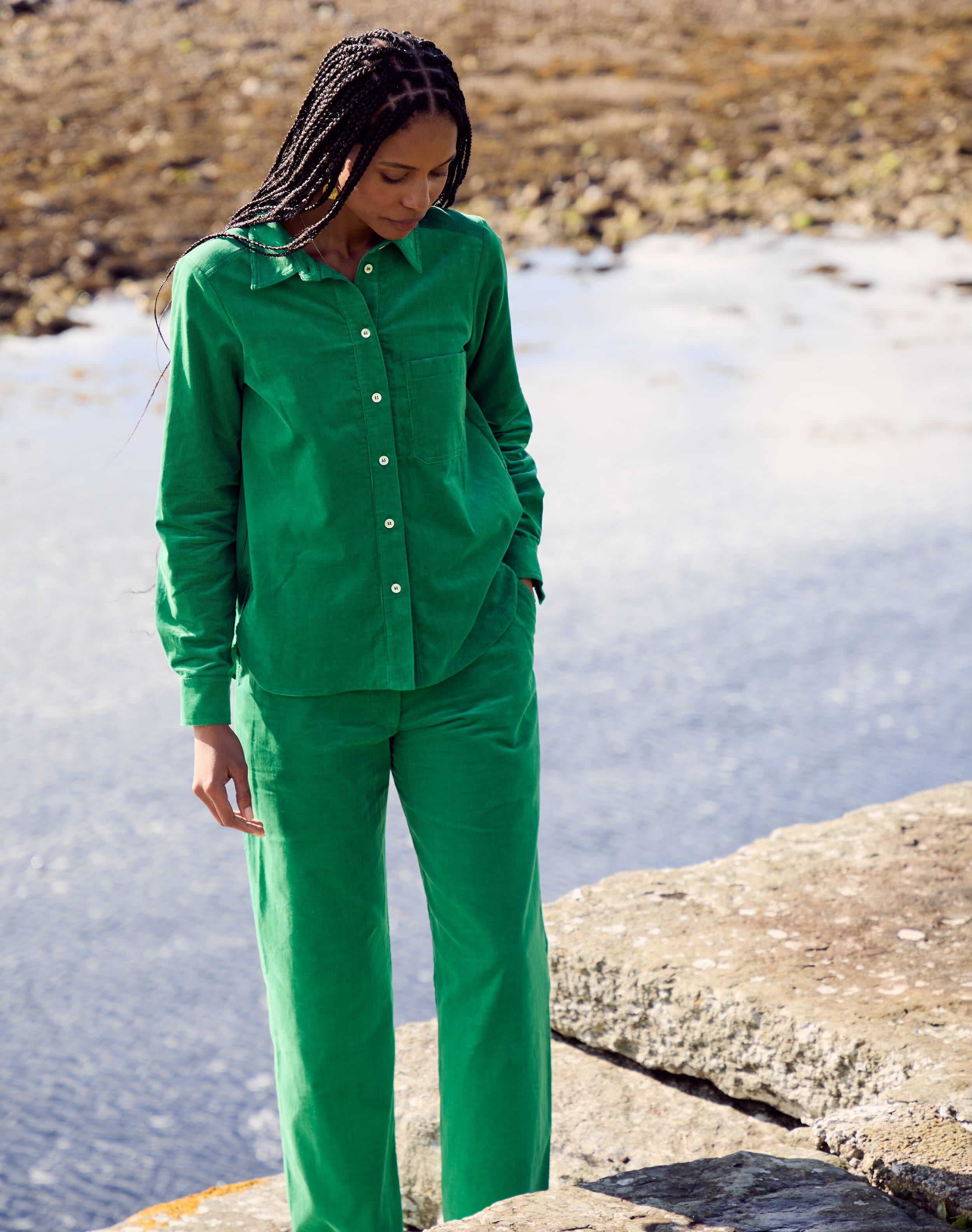 Needlecord Straight Leg Trousers