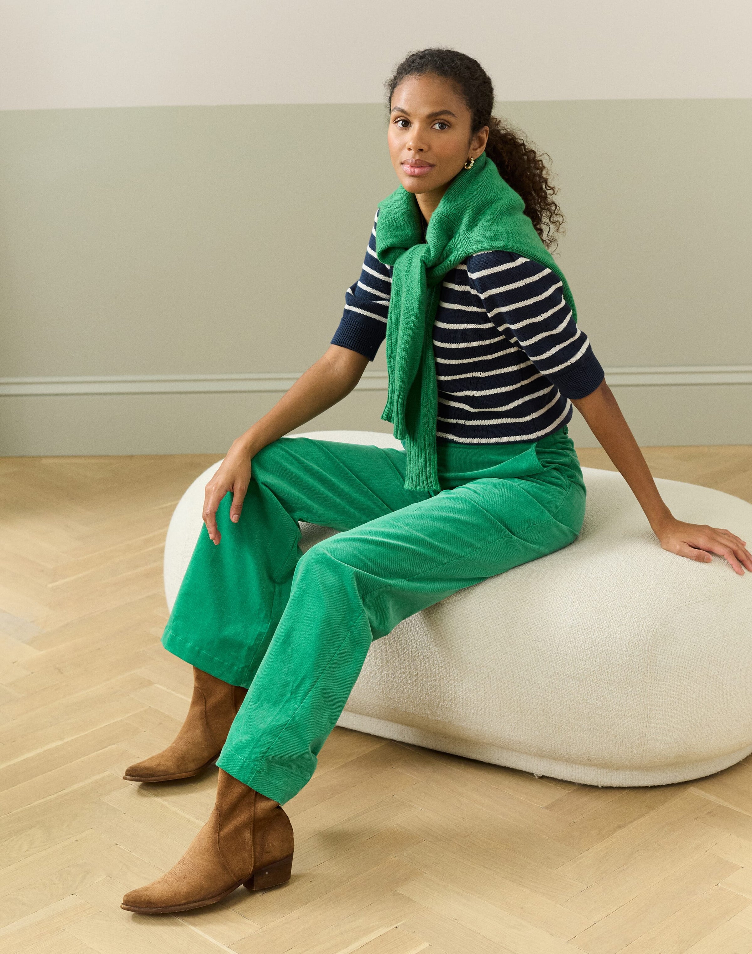 Needlecord Straight Leg Trousers