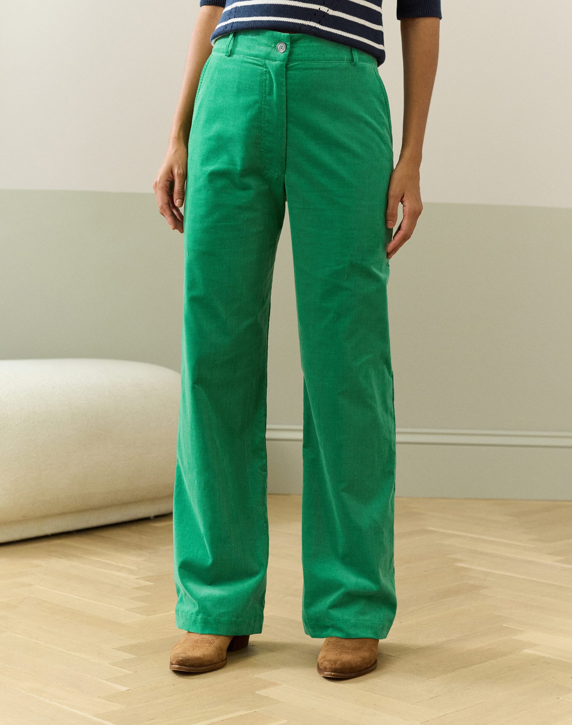 Needlecord Straight Leg Trousers