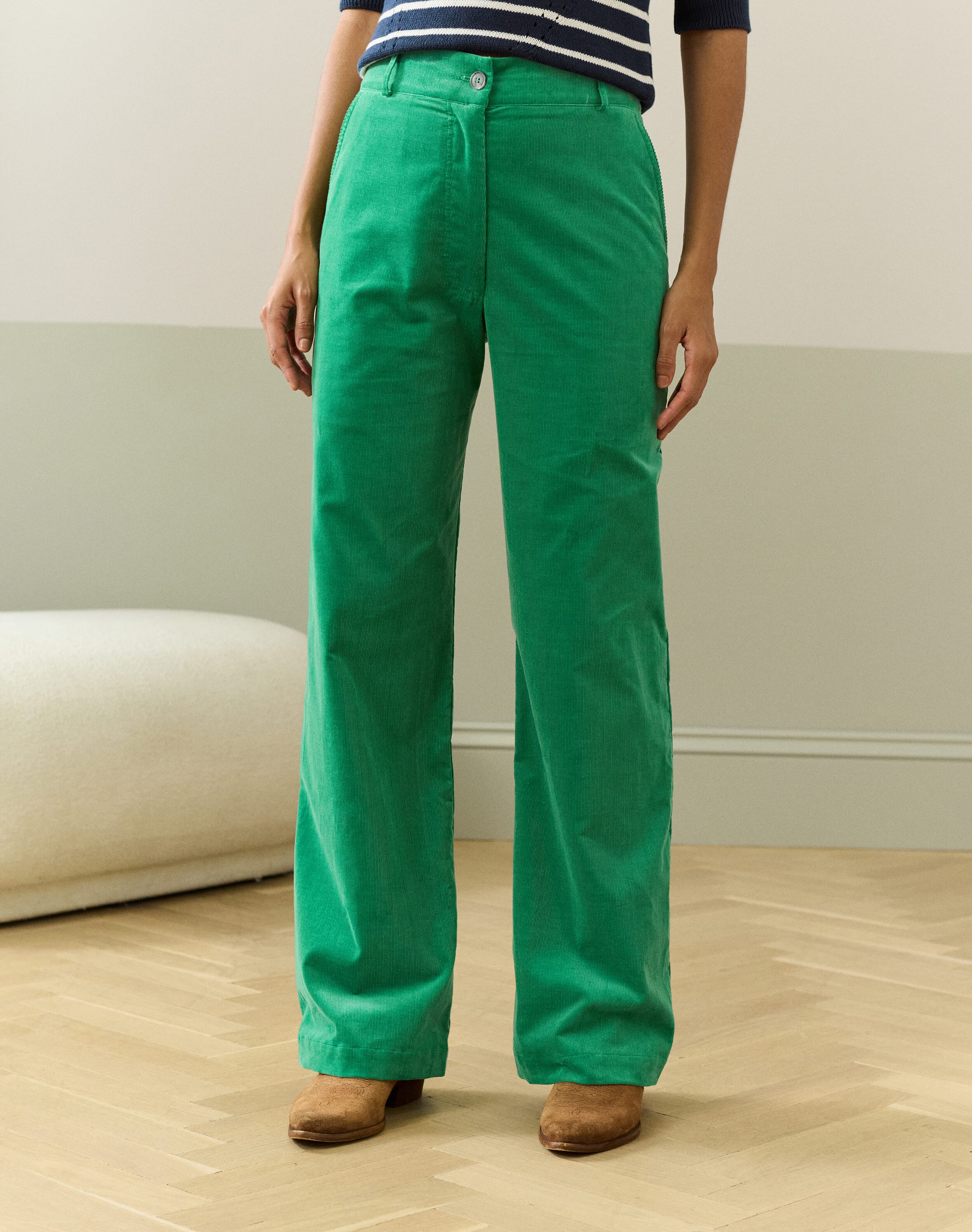 Needlecord Straight Leg Trousers