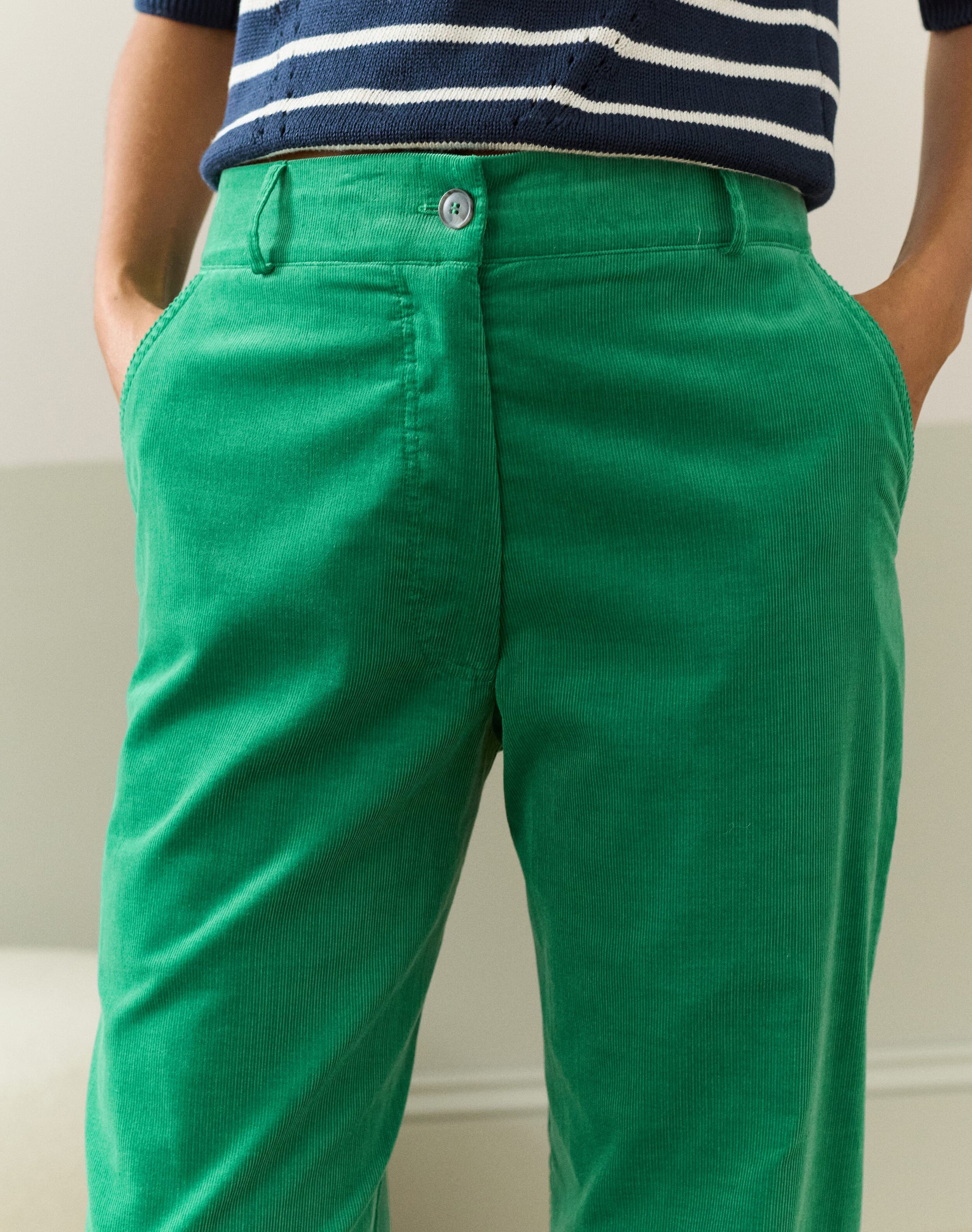 Needlecord Straight Leg Trousers