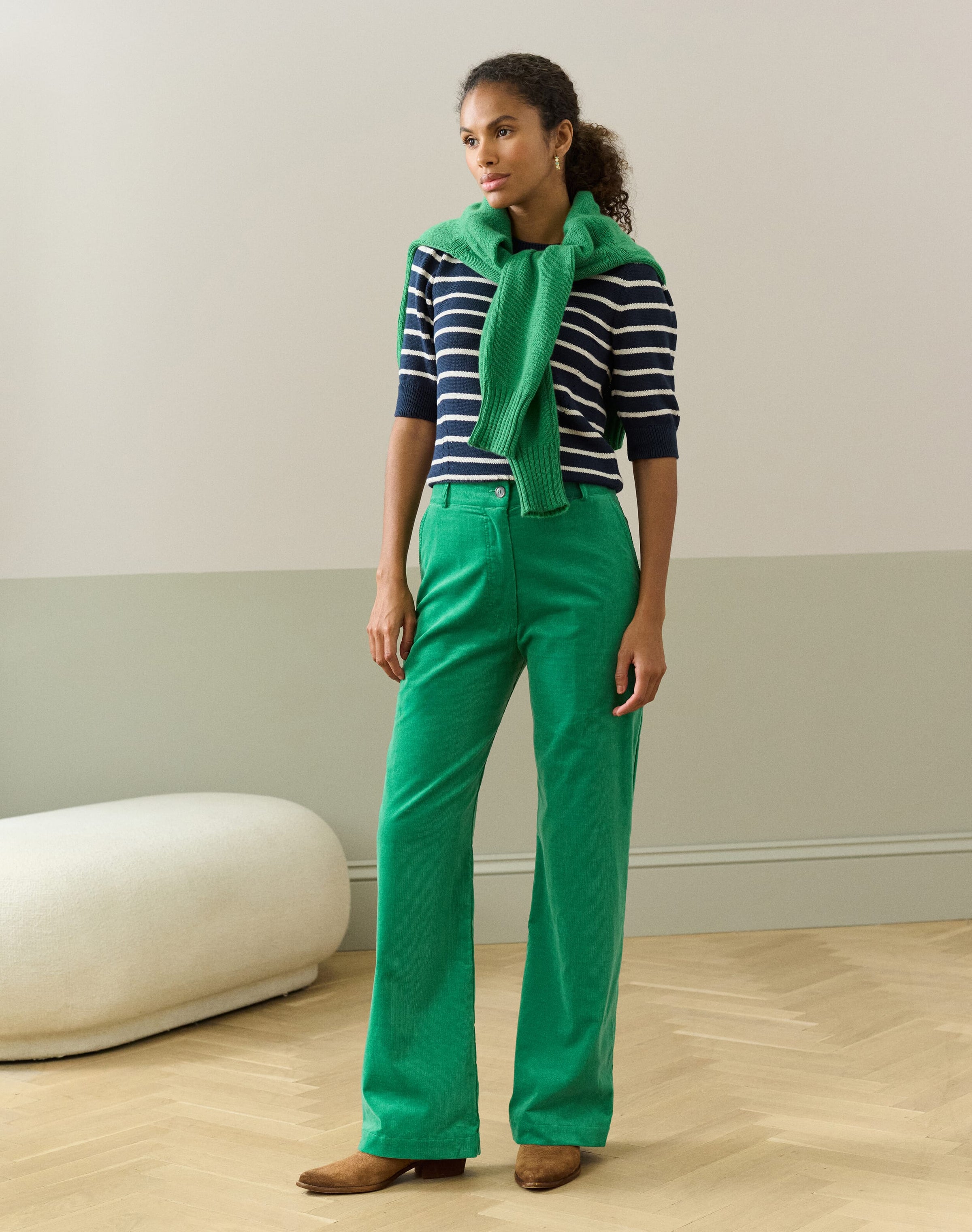 Needlecord Straight Leg Trousers