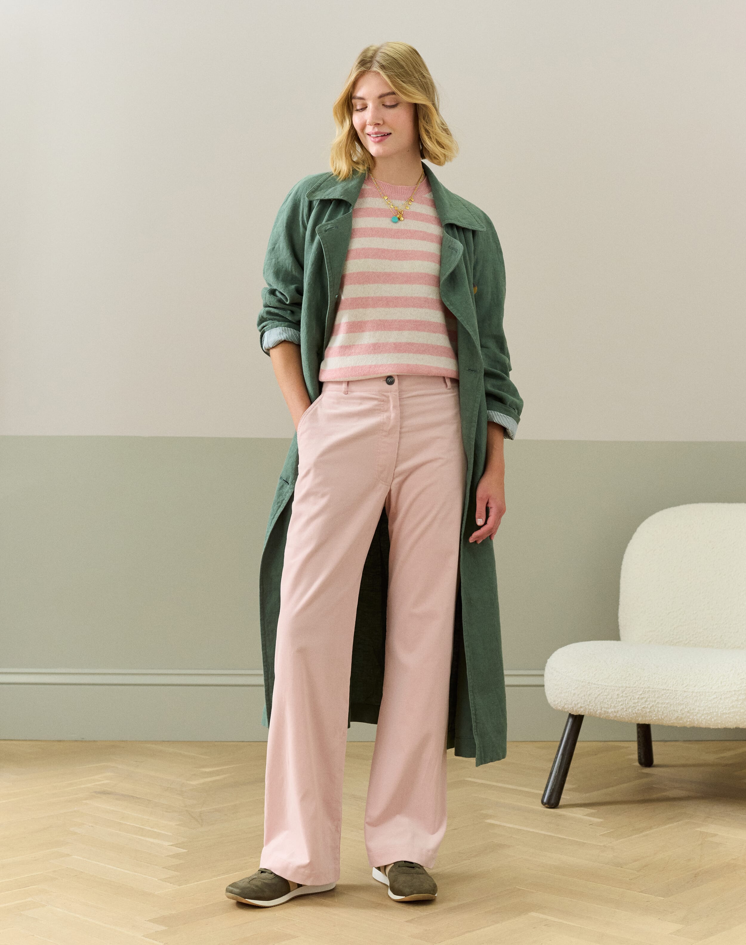 Needlecord Straight Leg Trousers