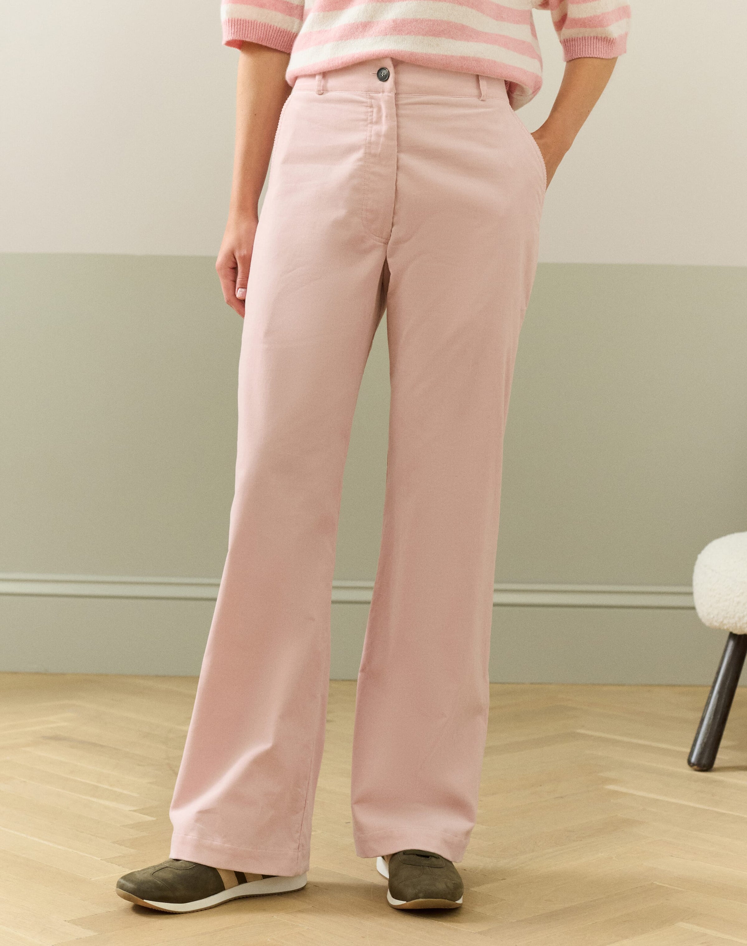 Needlecord Straight Leg Trousers