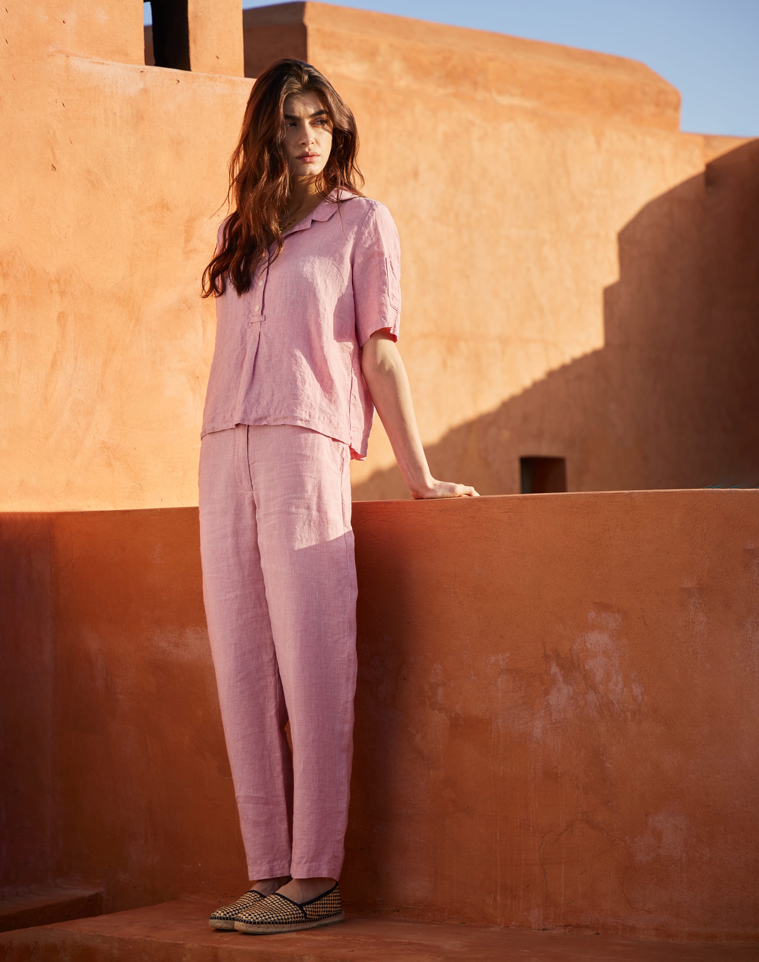 Cross Dye Linen Tapered Trousers