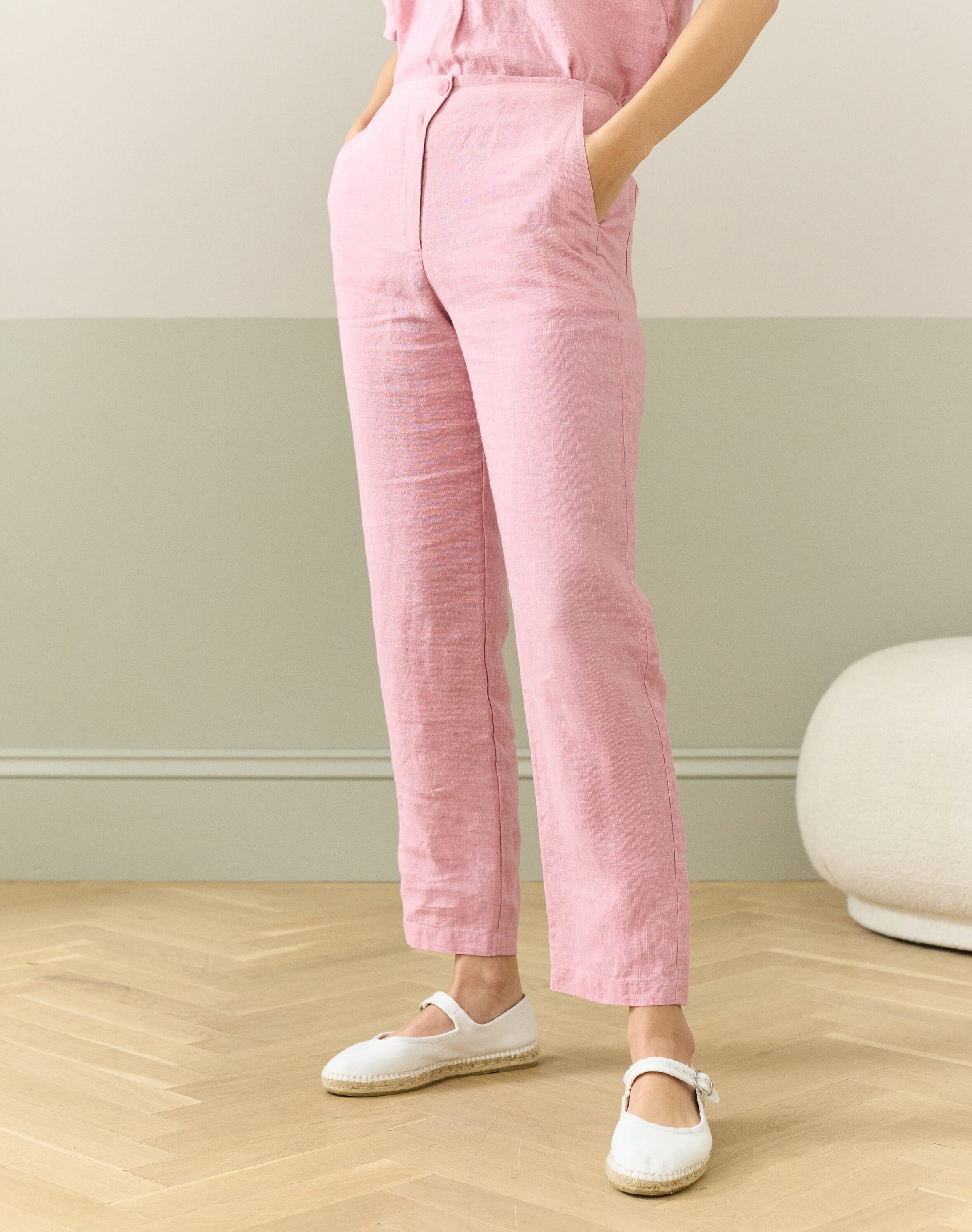 Cross Dye Linen Tapered Trousers