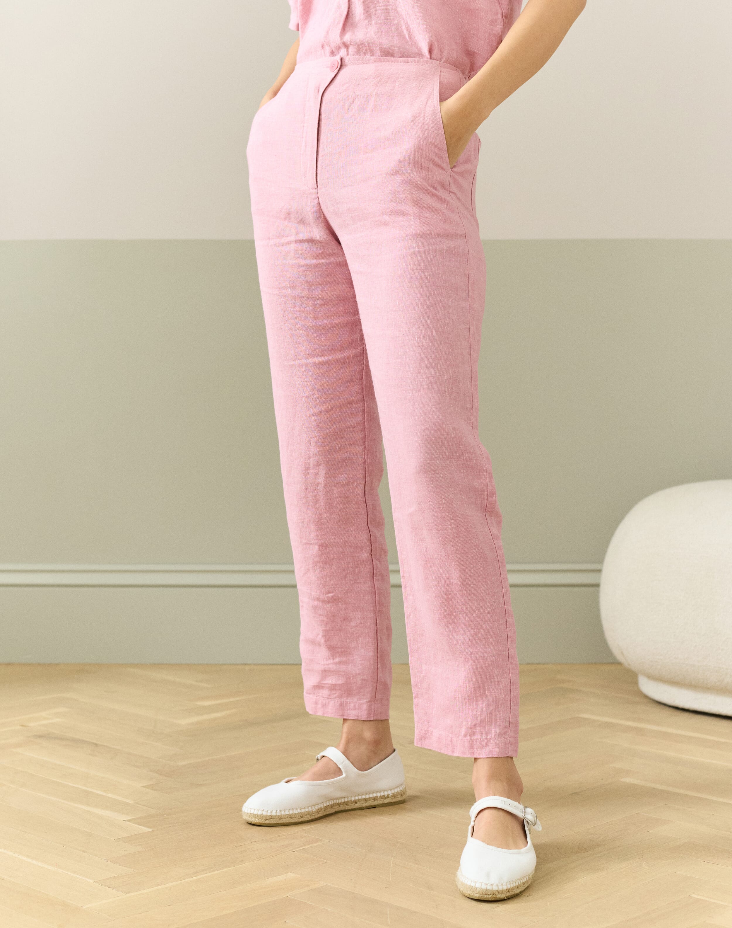 Cross Dye Linen Tapered Trousers