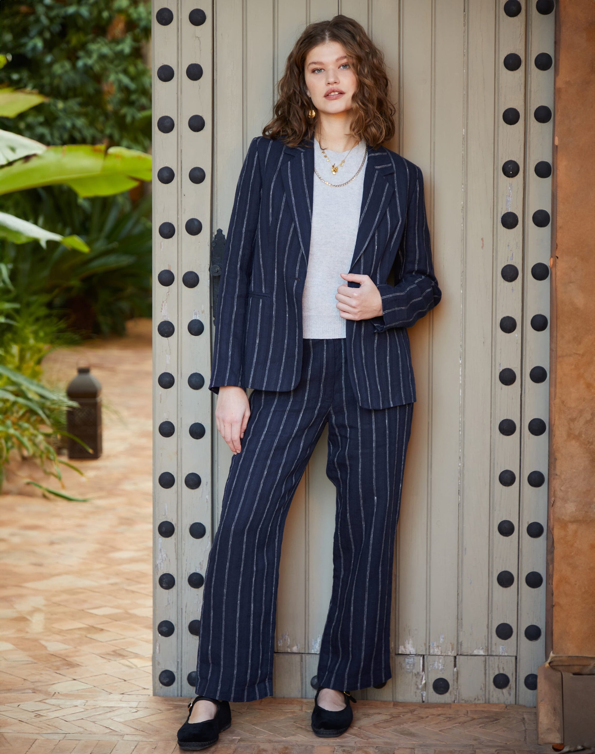 Stripe Linen Pull On Trousers