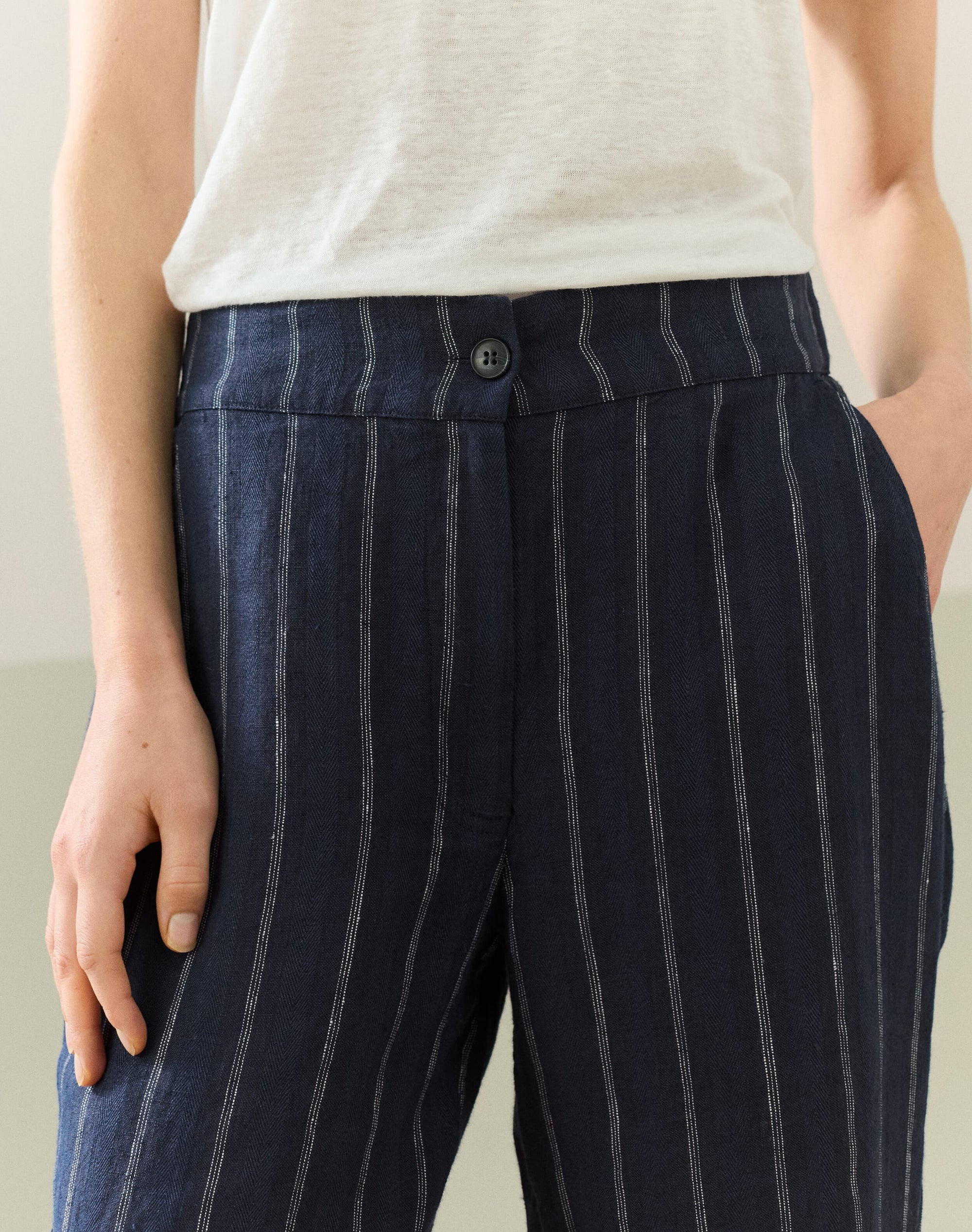 Stripe Linen Pull On Trousers