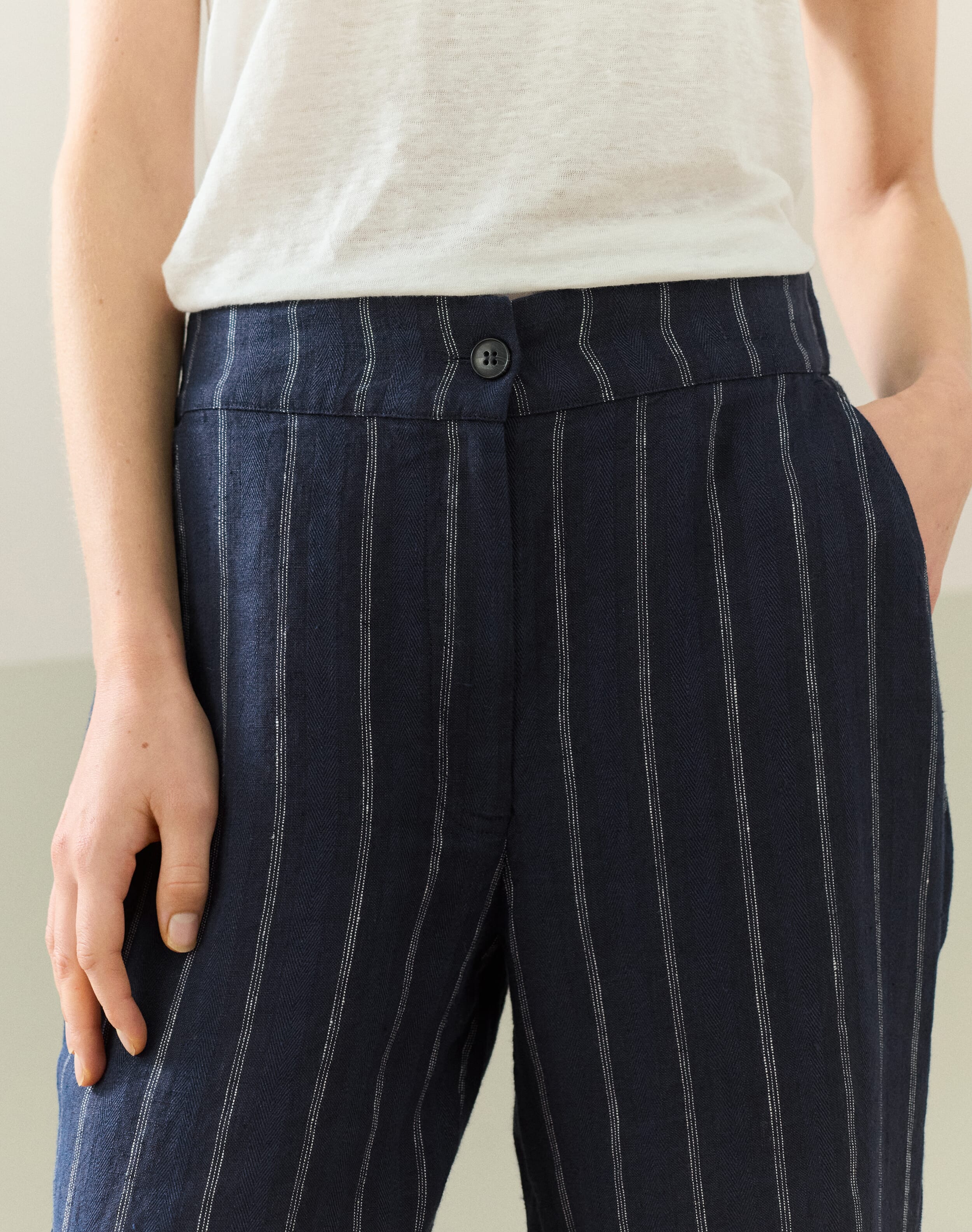 Stripe Linen Pull On Trousers