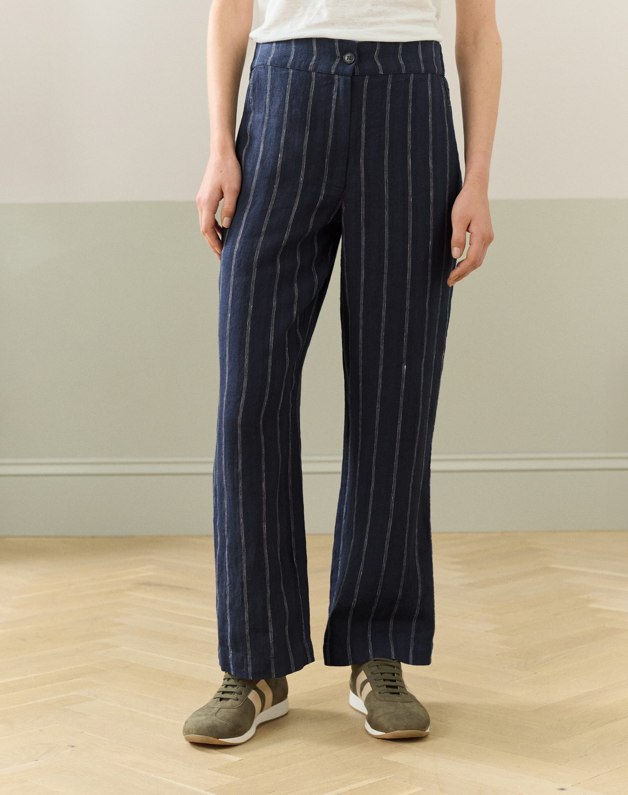 Stripe Linen Pull On Trousers