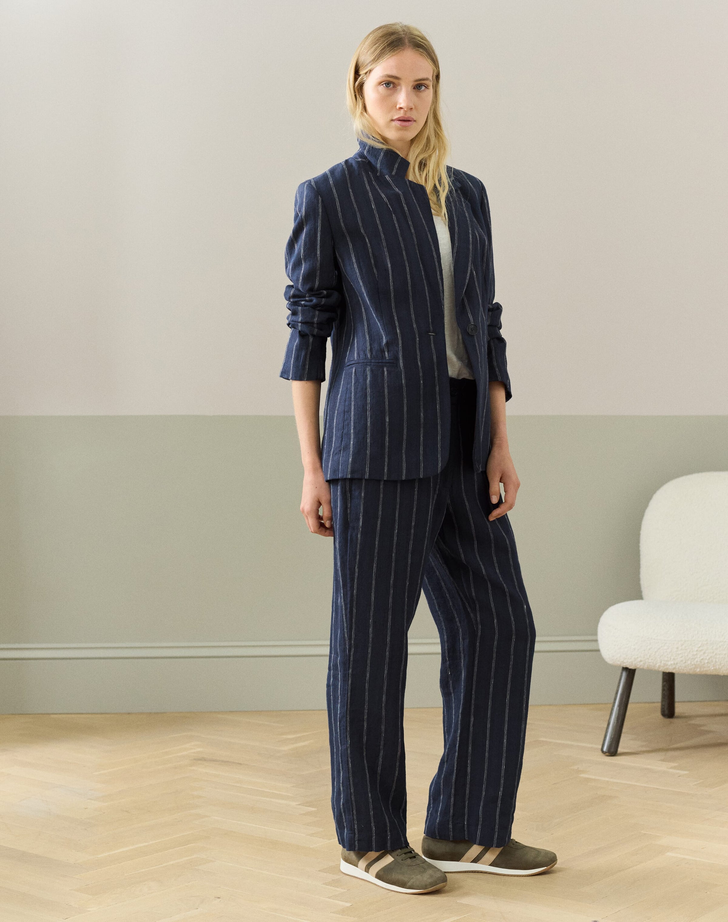 Stripe Linen Pull On Trousers