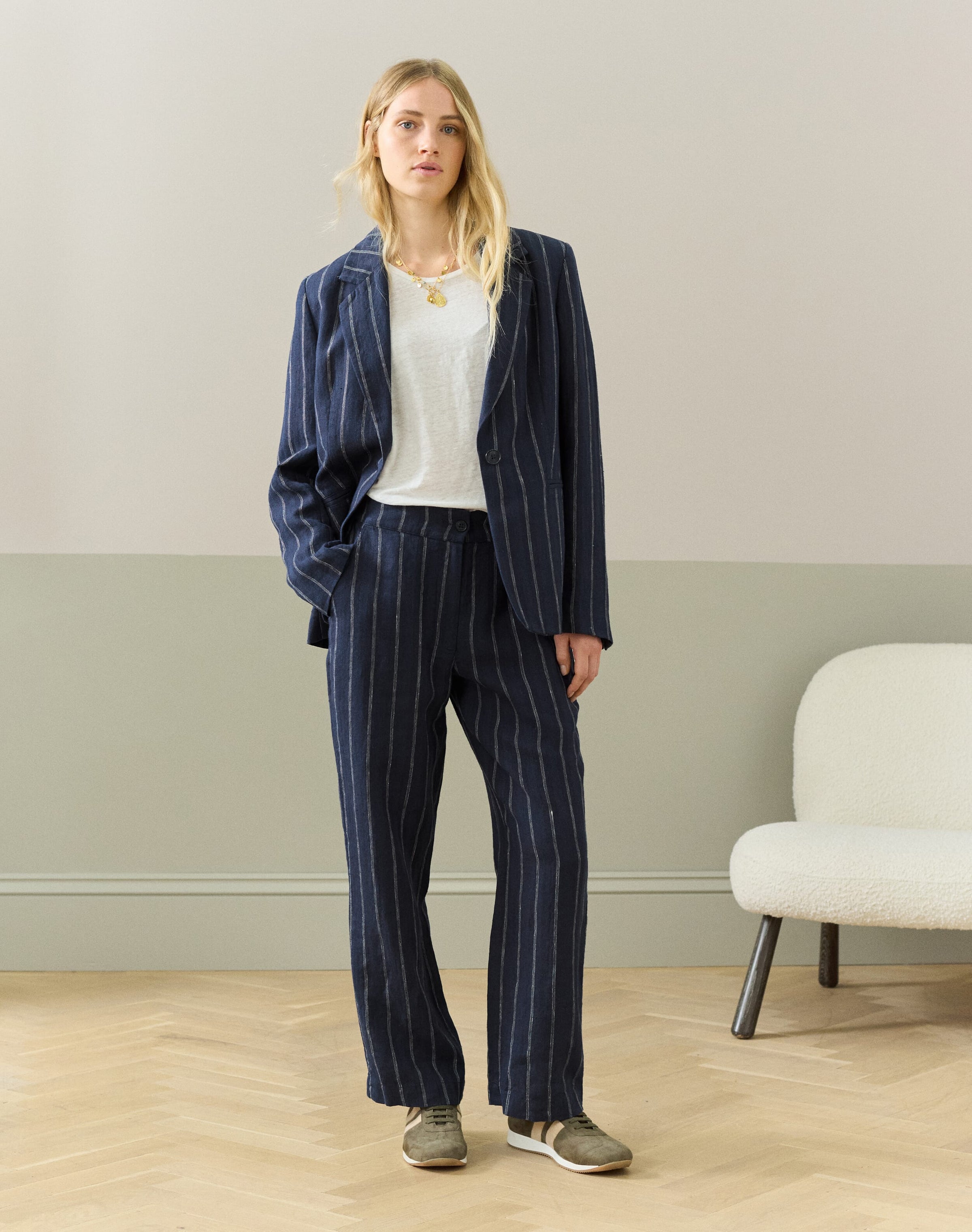 Stripe Linen Pull On Trousers