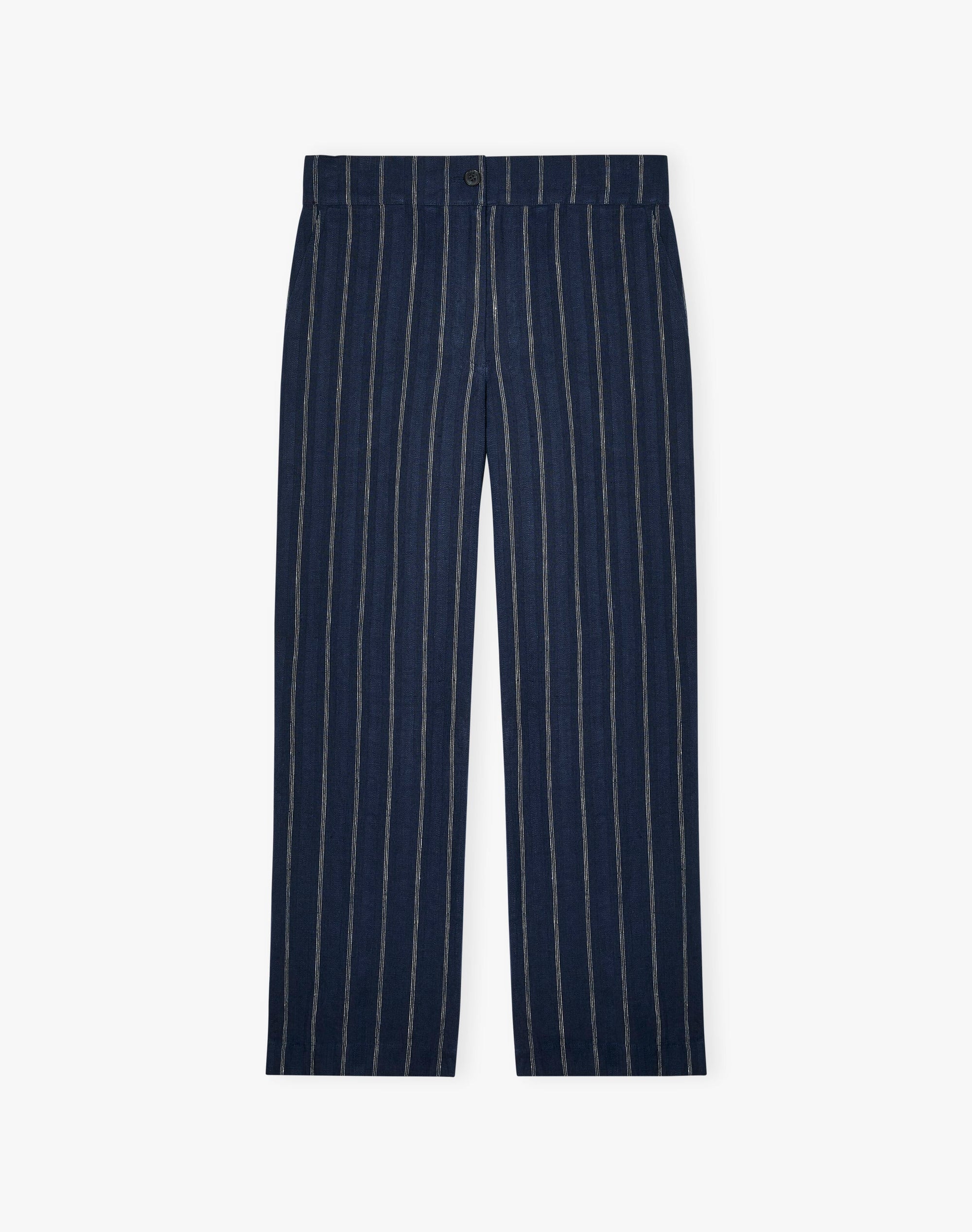 Stripe Linen Pull On Trousers