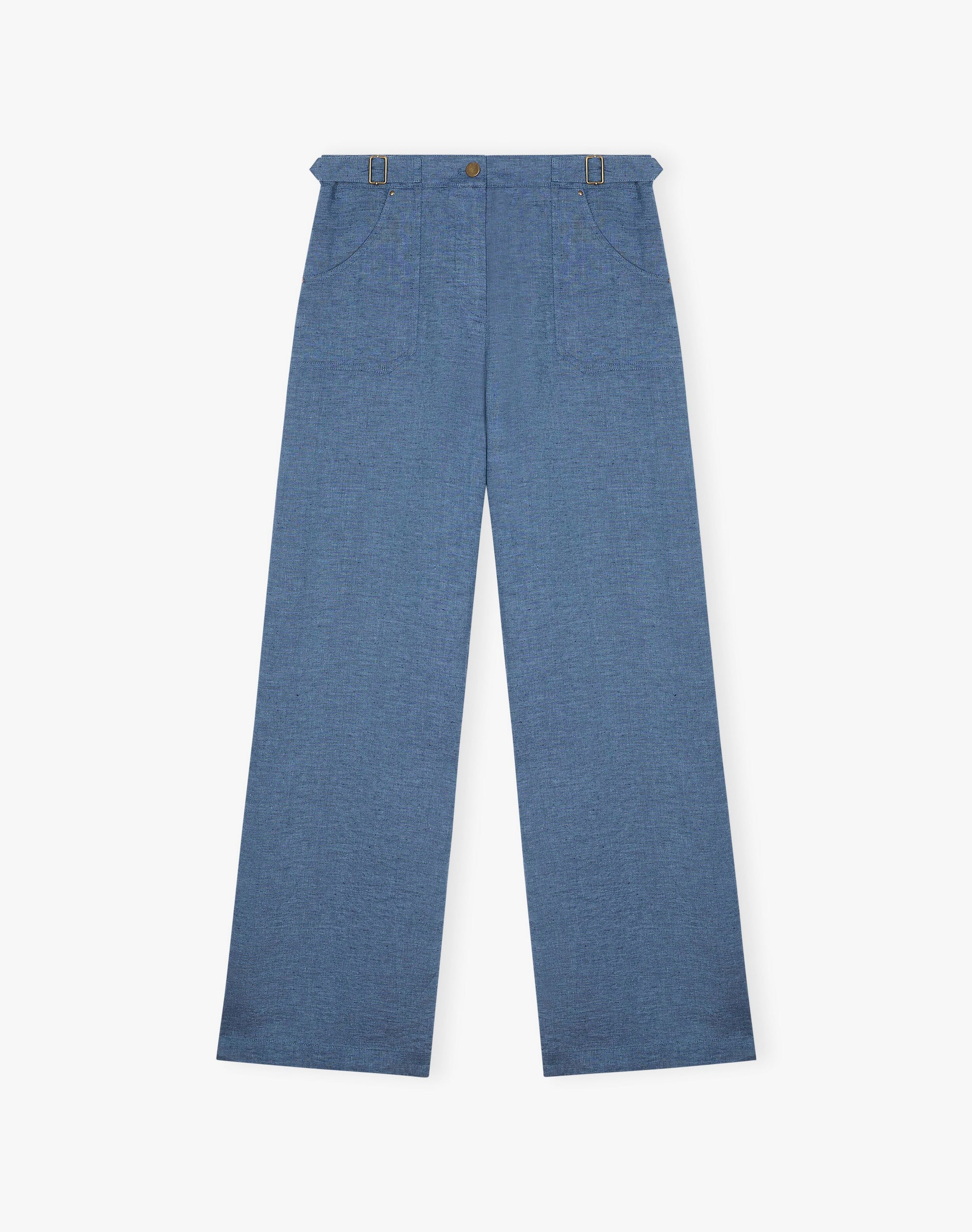 Cross Weave Linen Wide Leg Trousers