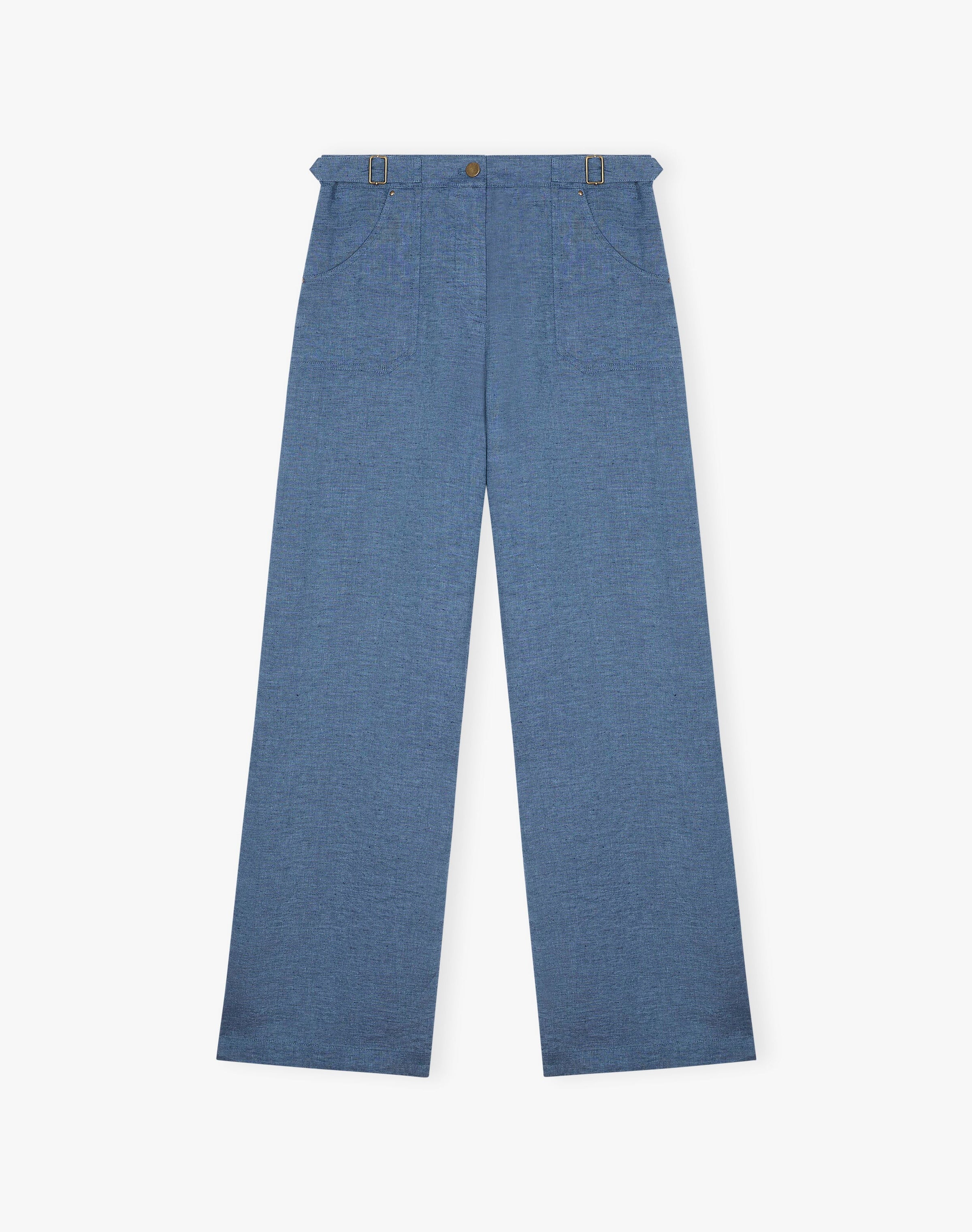 Cross Weave Linen Wide Leg Trousers