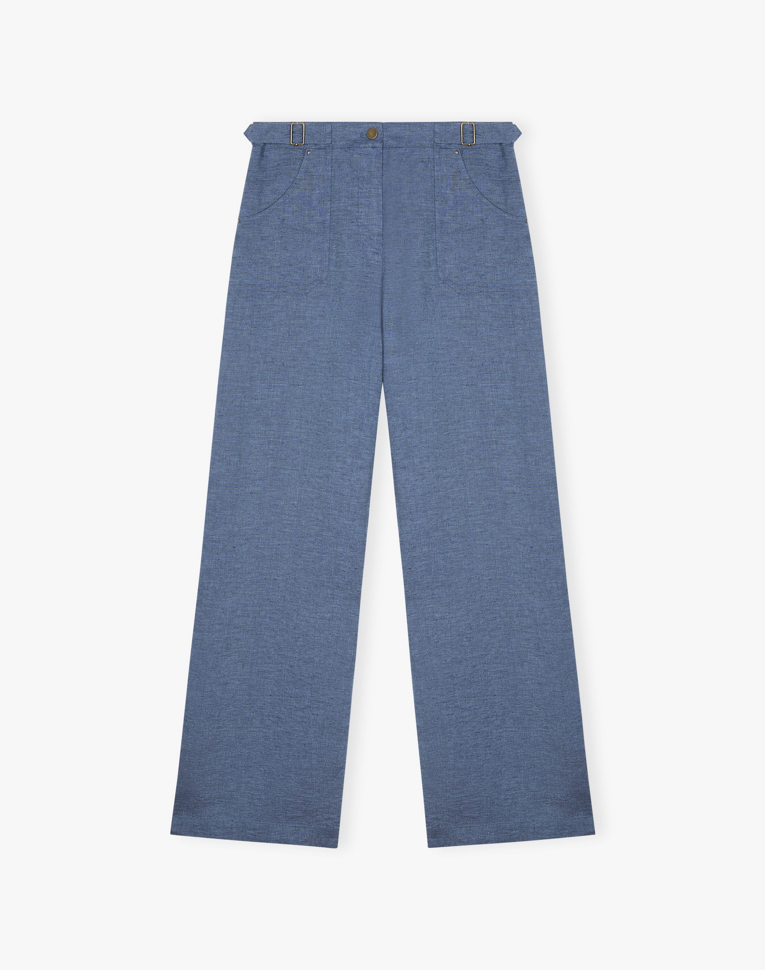 Cross Weave Linen Wide Leg Trousers