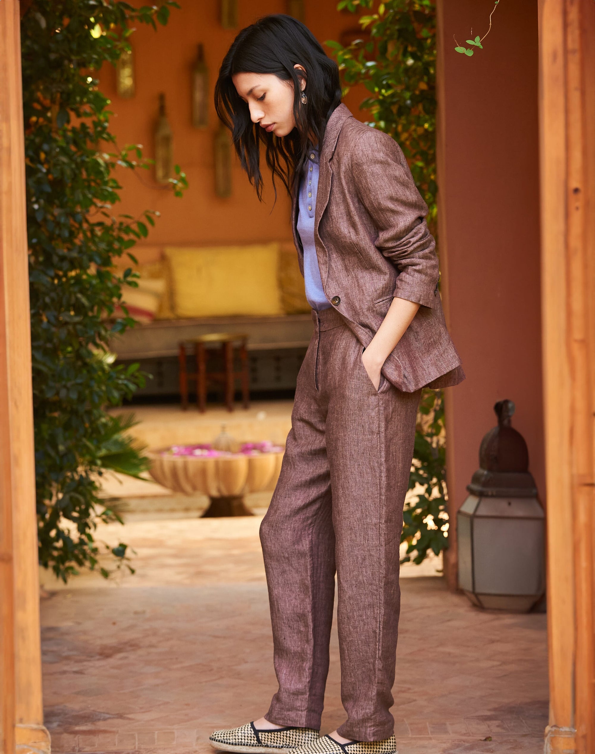 Herringbone Linen Trousers