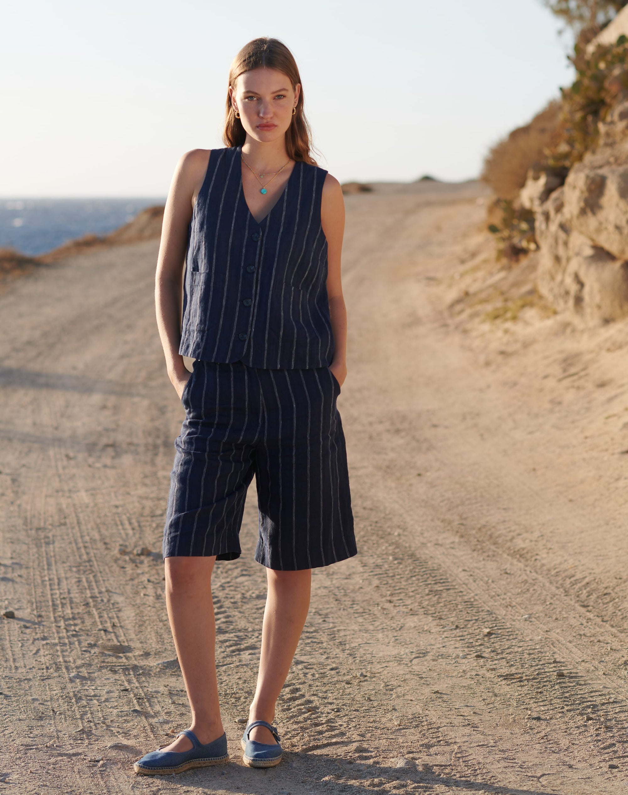 Stripe Linen Shorts