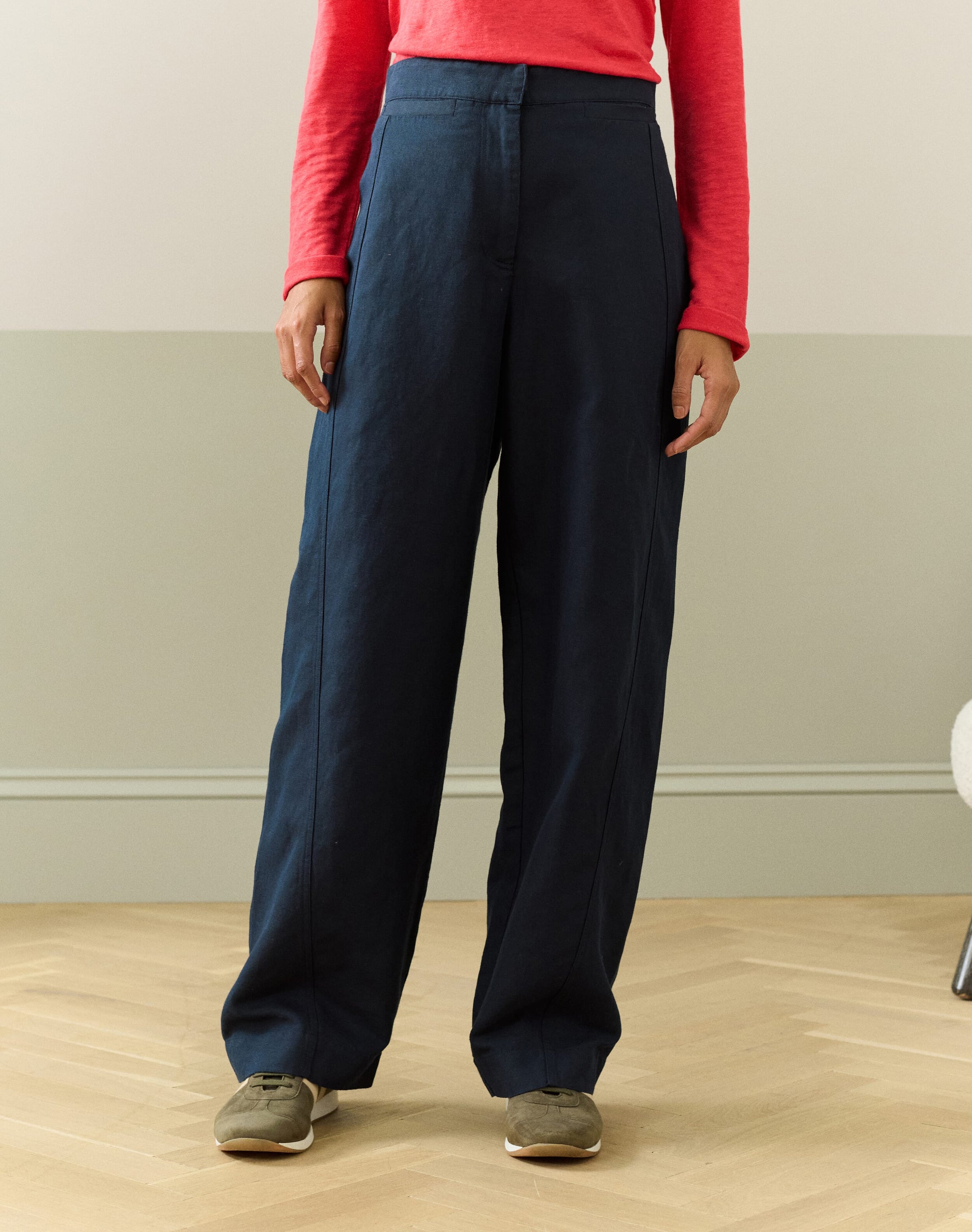 Cotton Linen High Waisted Trousers