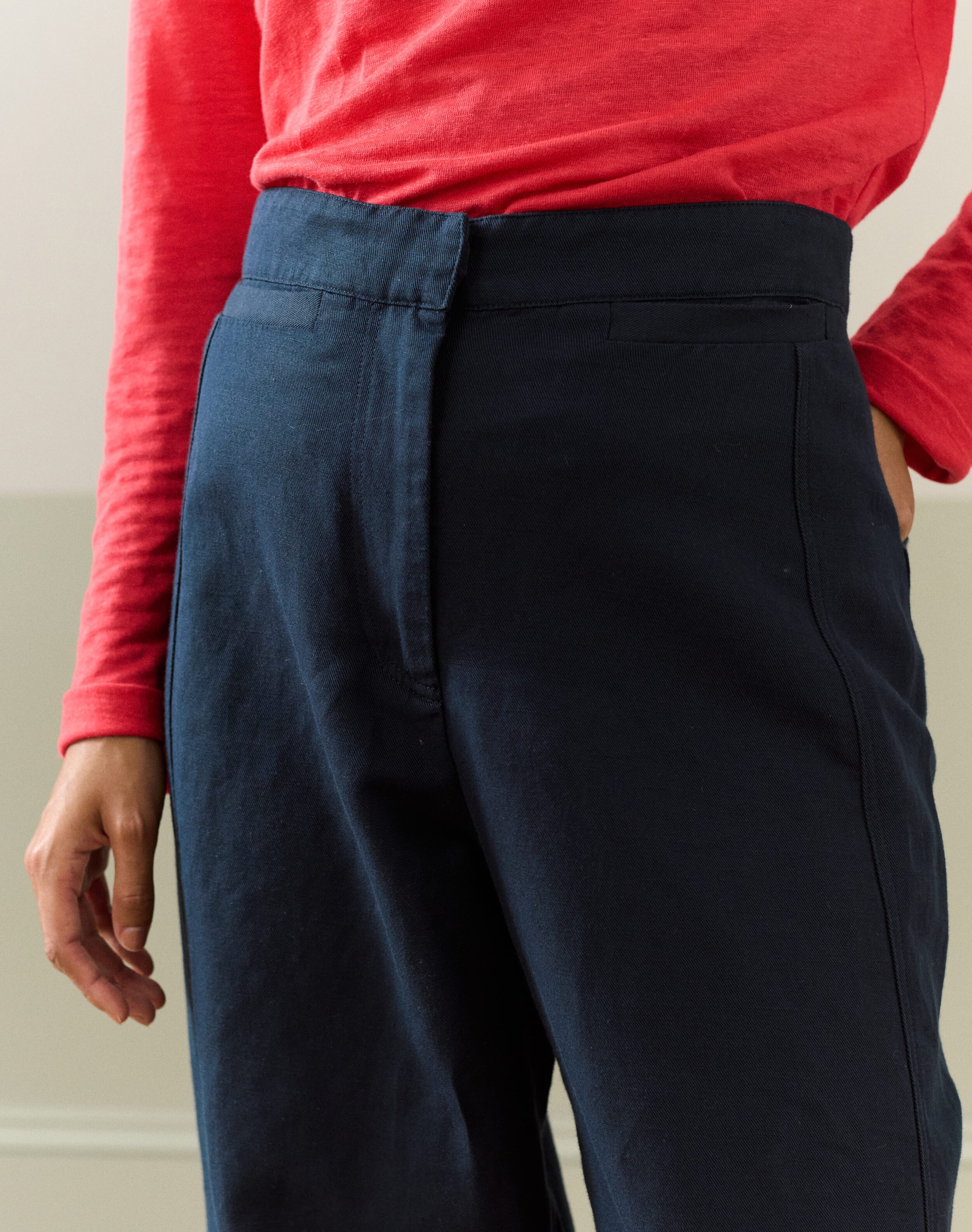 Cotton Linen High Waisted Trousers