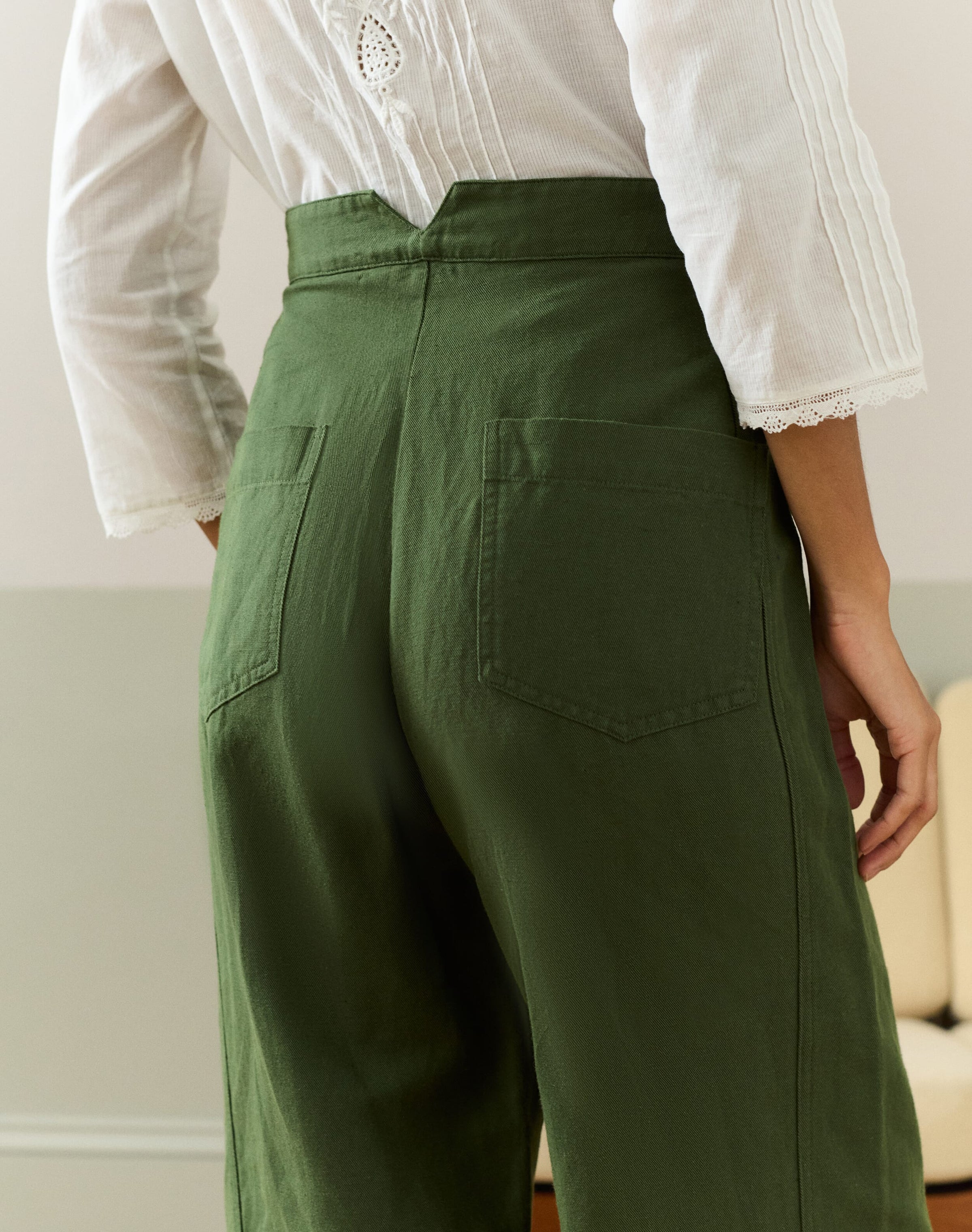 Cotton Linen High Waisted Trousers