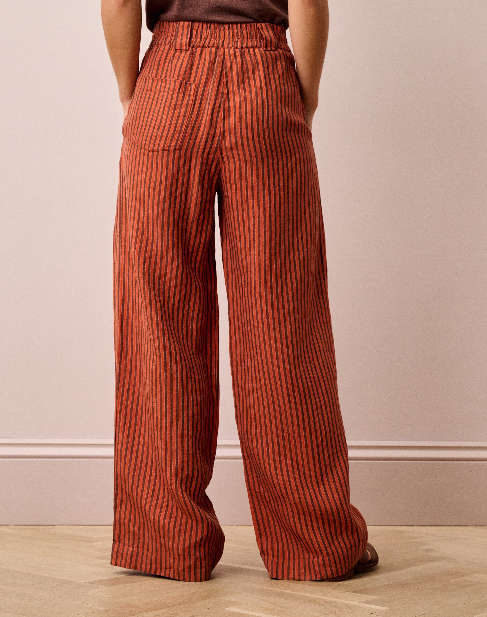 Stripe Linen Wide Leg Trousers