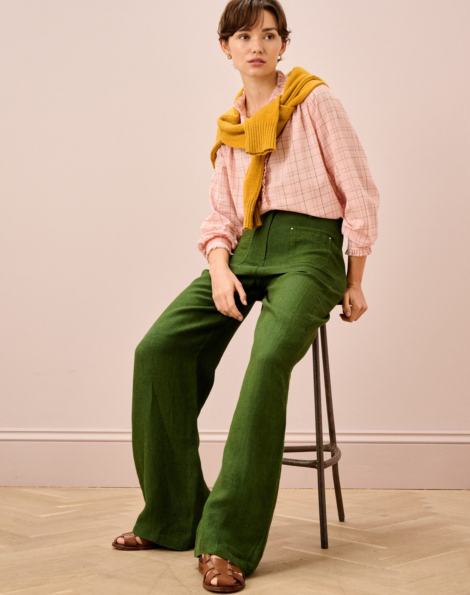 Herringbone Linen Trousers
