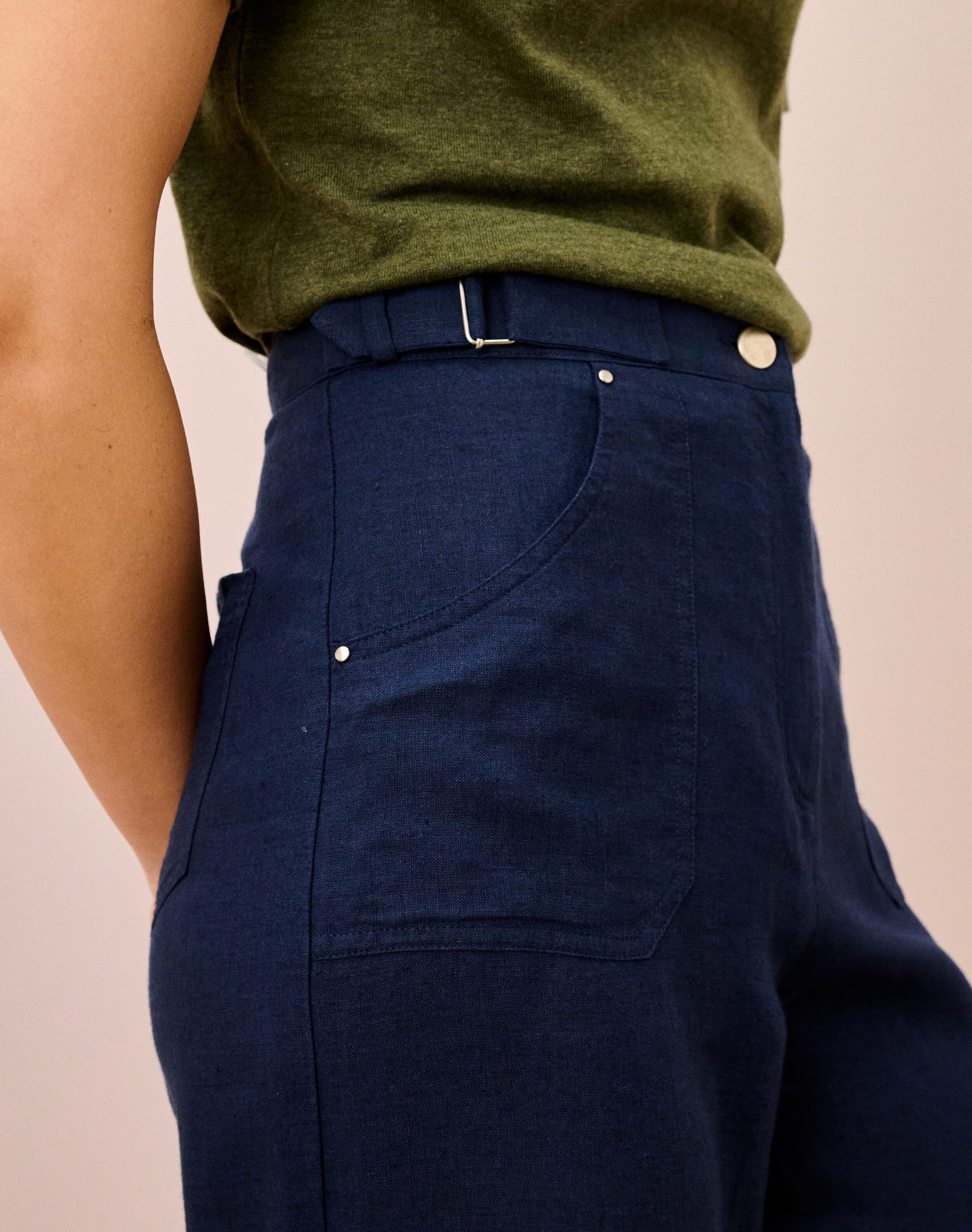 Washed Linen Wide Leg Trousers