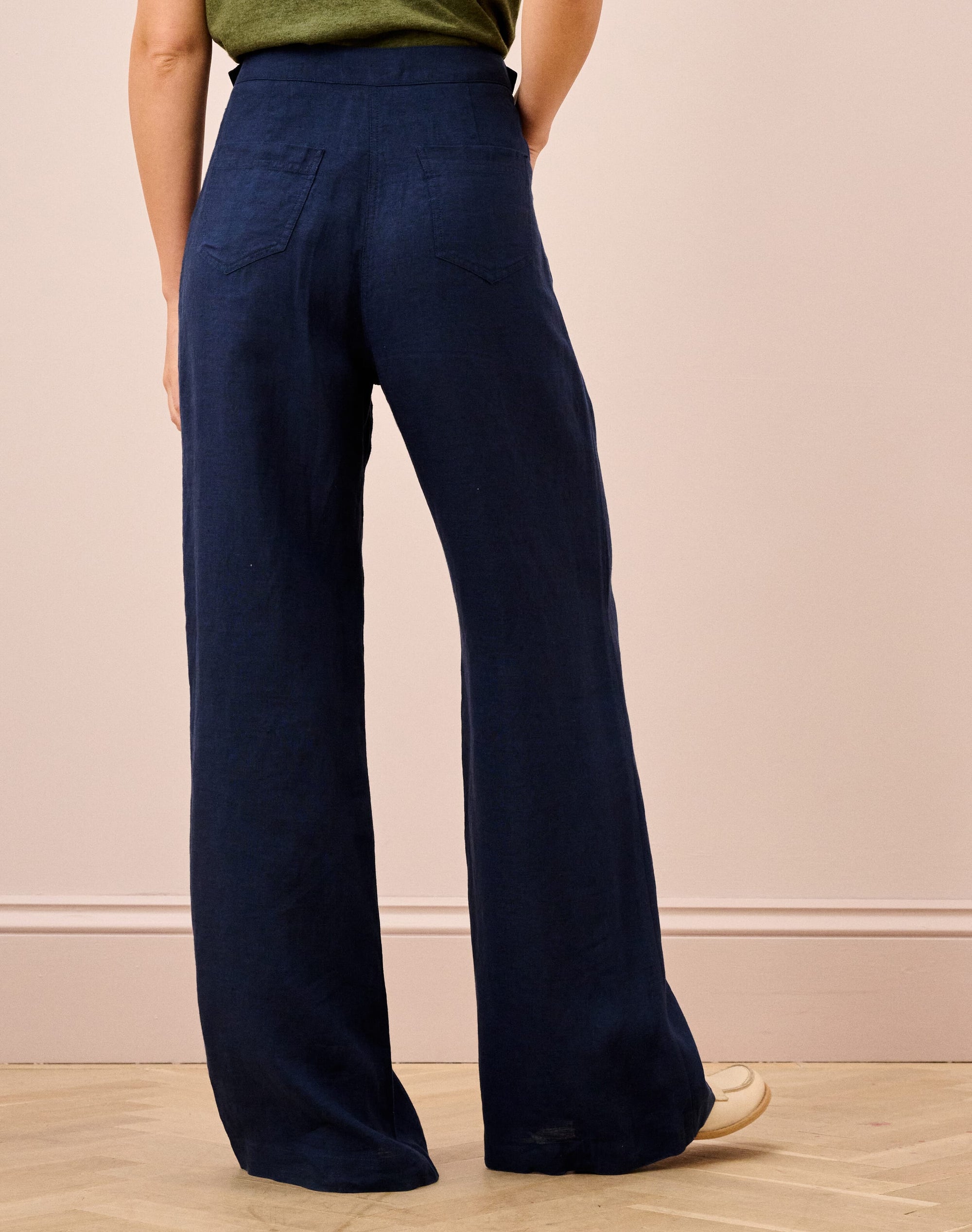Washed Linen Wide Leg Trousers