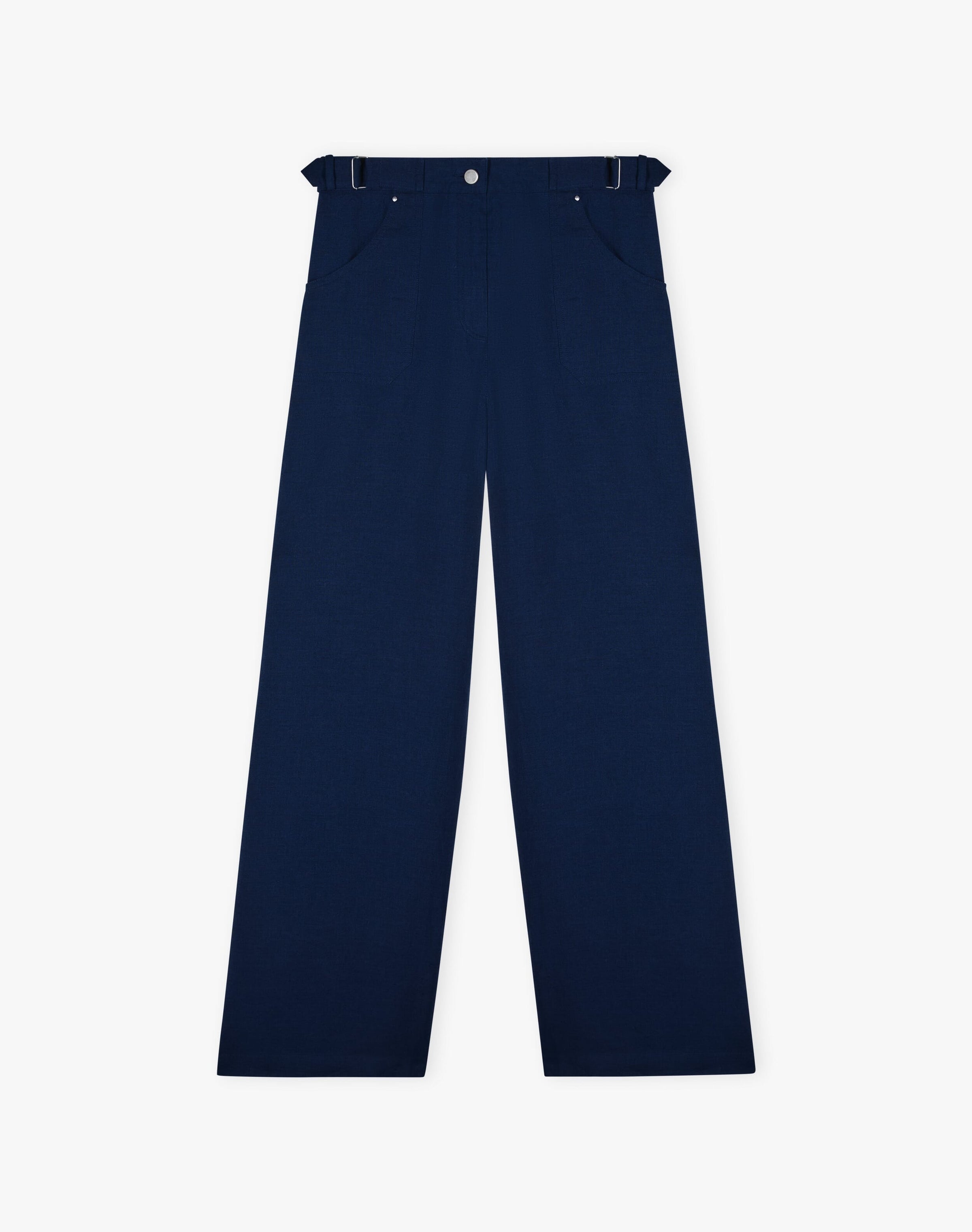 Washed Linen Wide Leg Trousers