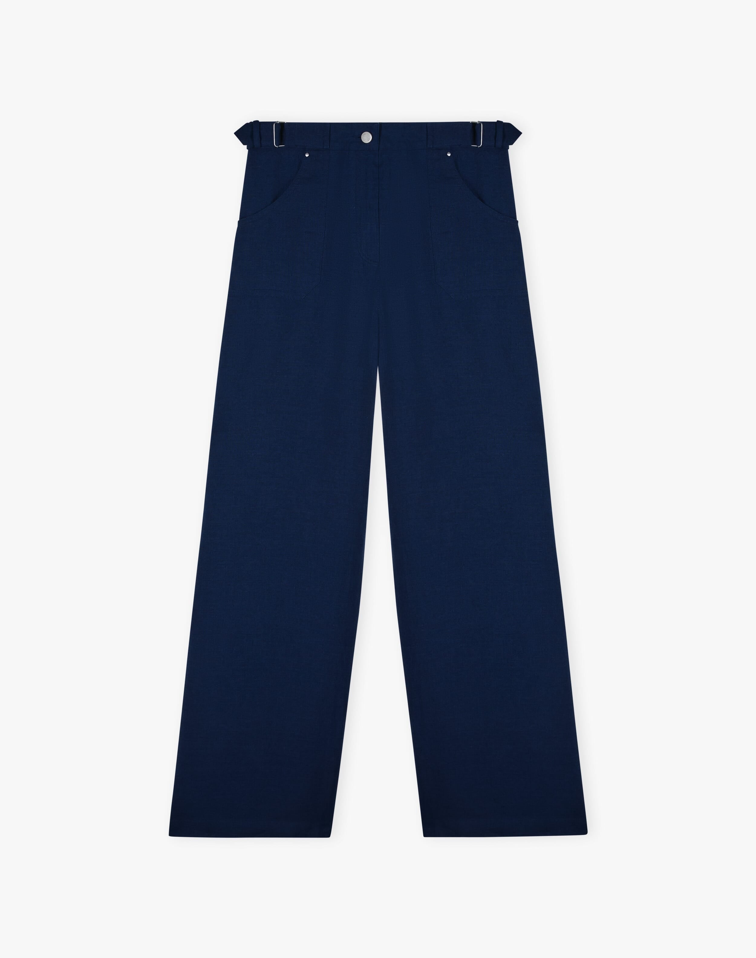 Washed Linen Wide Leg Trousers