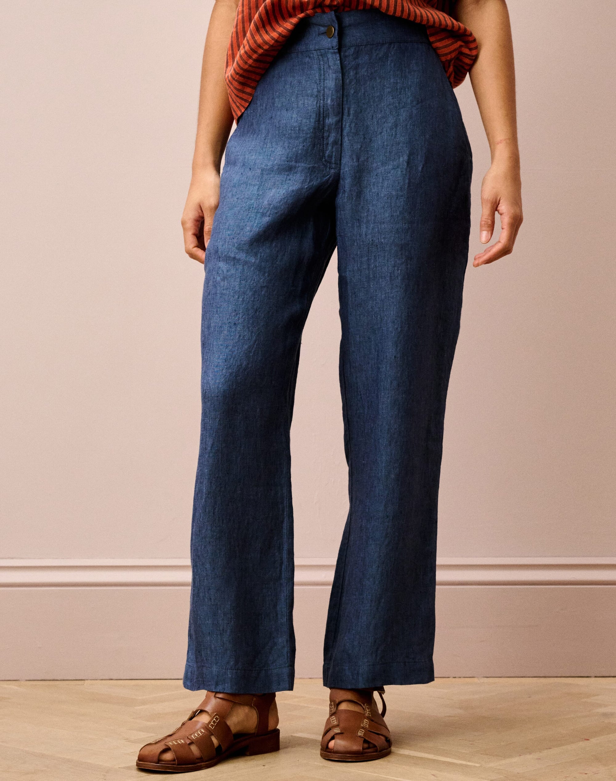 Cross Weave Linen Pull On Trousers
