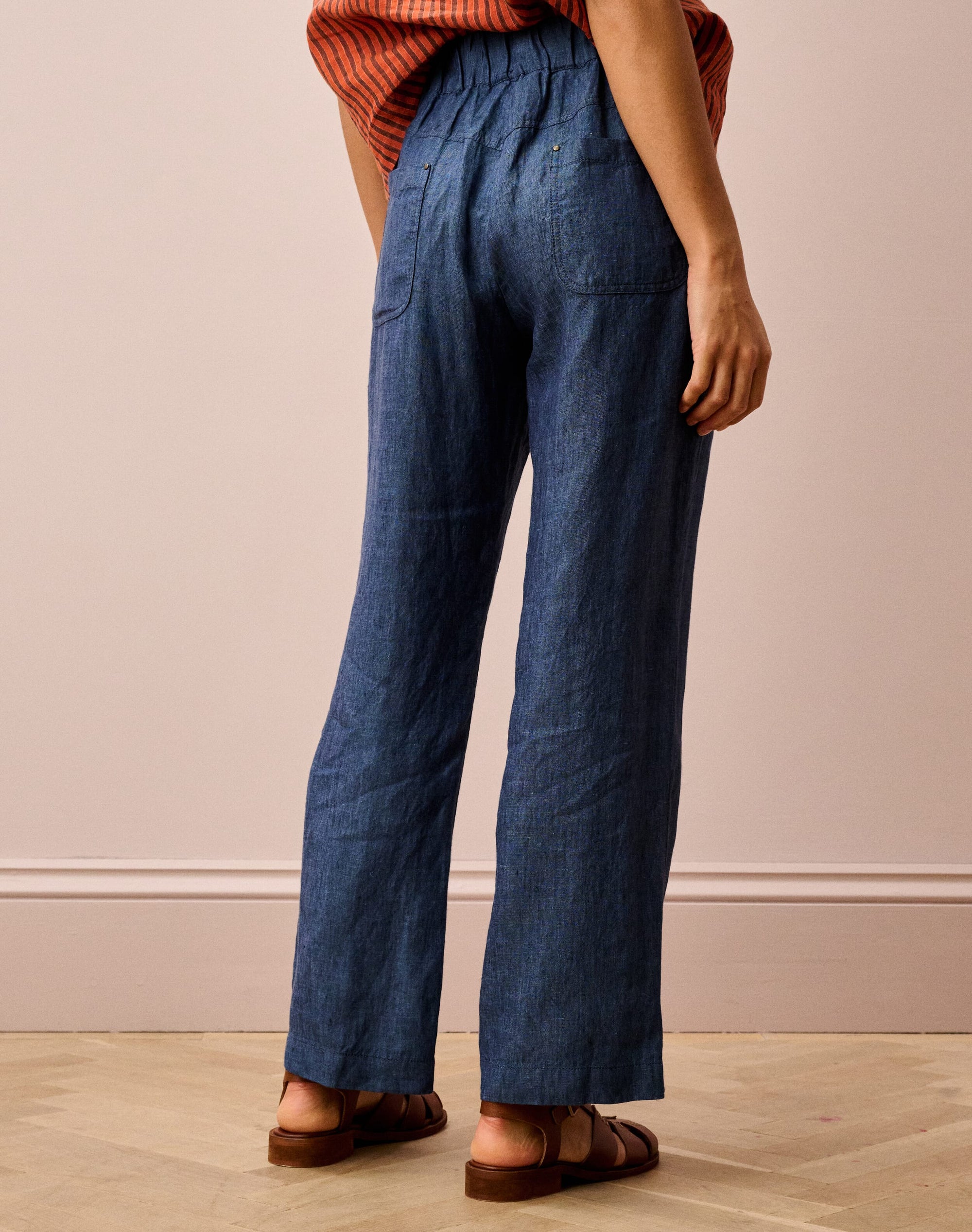 Cross Weave Linen Pull On Trousers