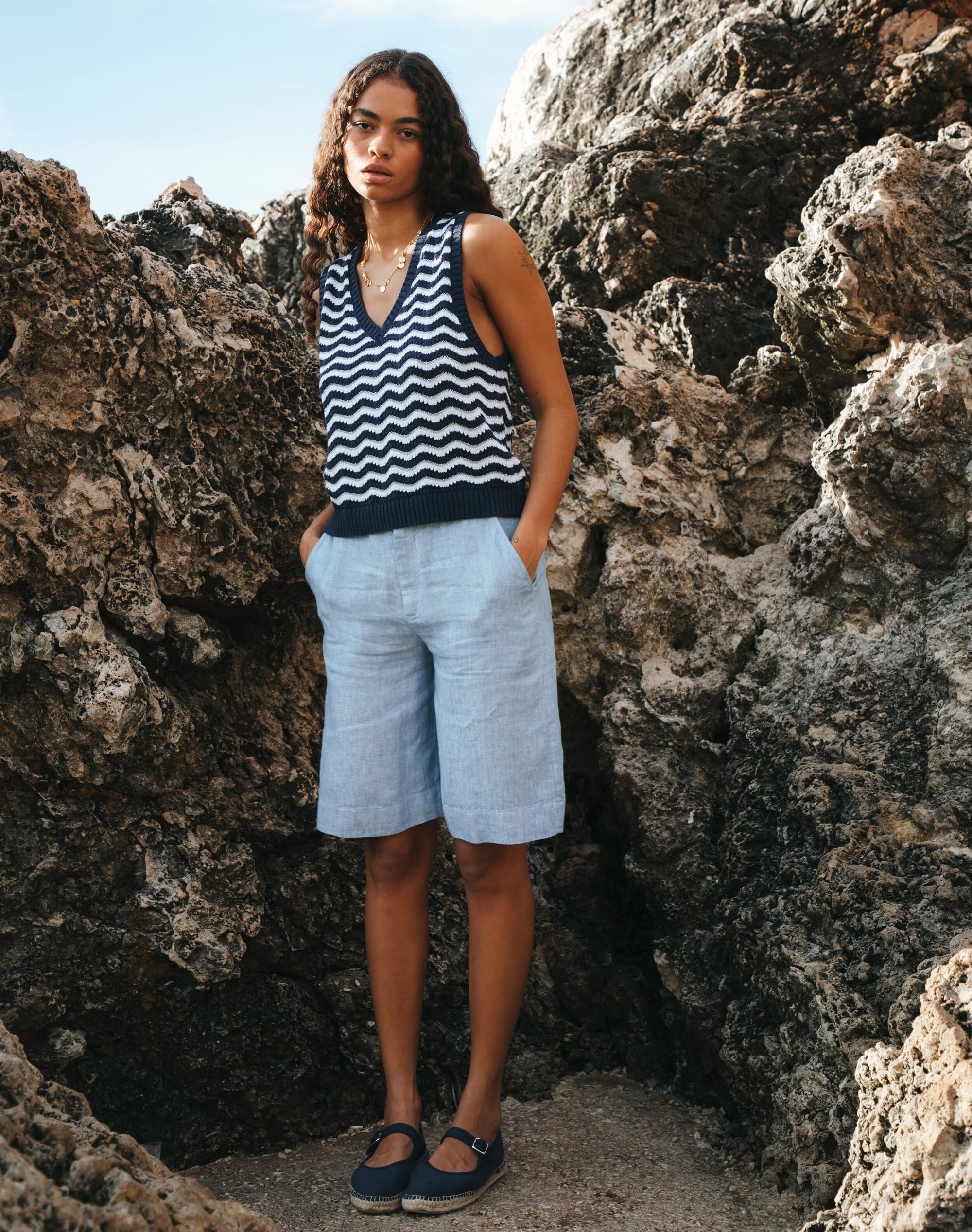 Herringbone Linen Shorts