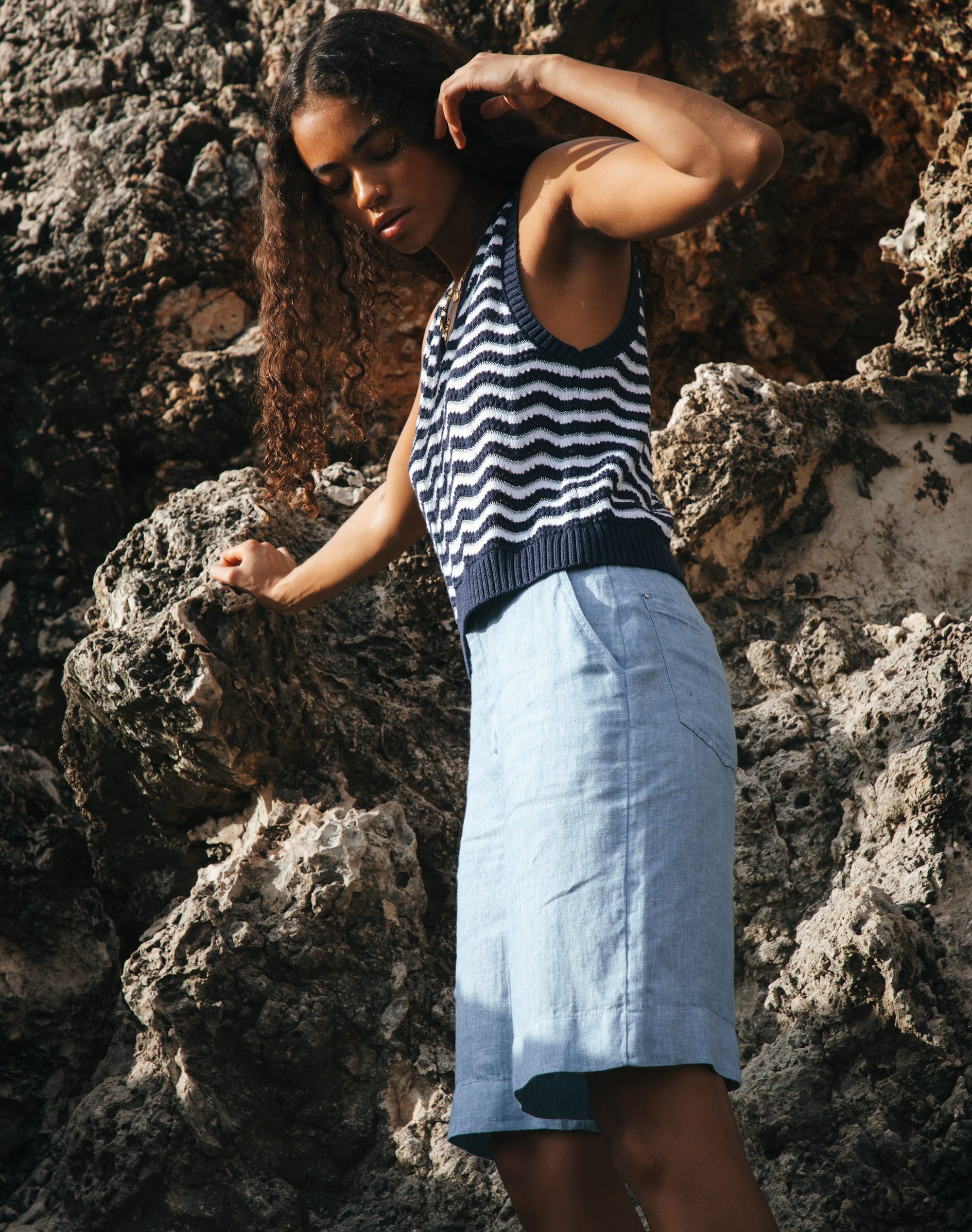 Herringbone Linen Shorts