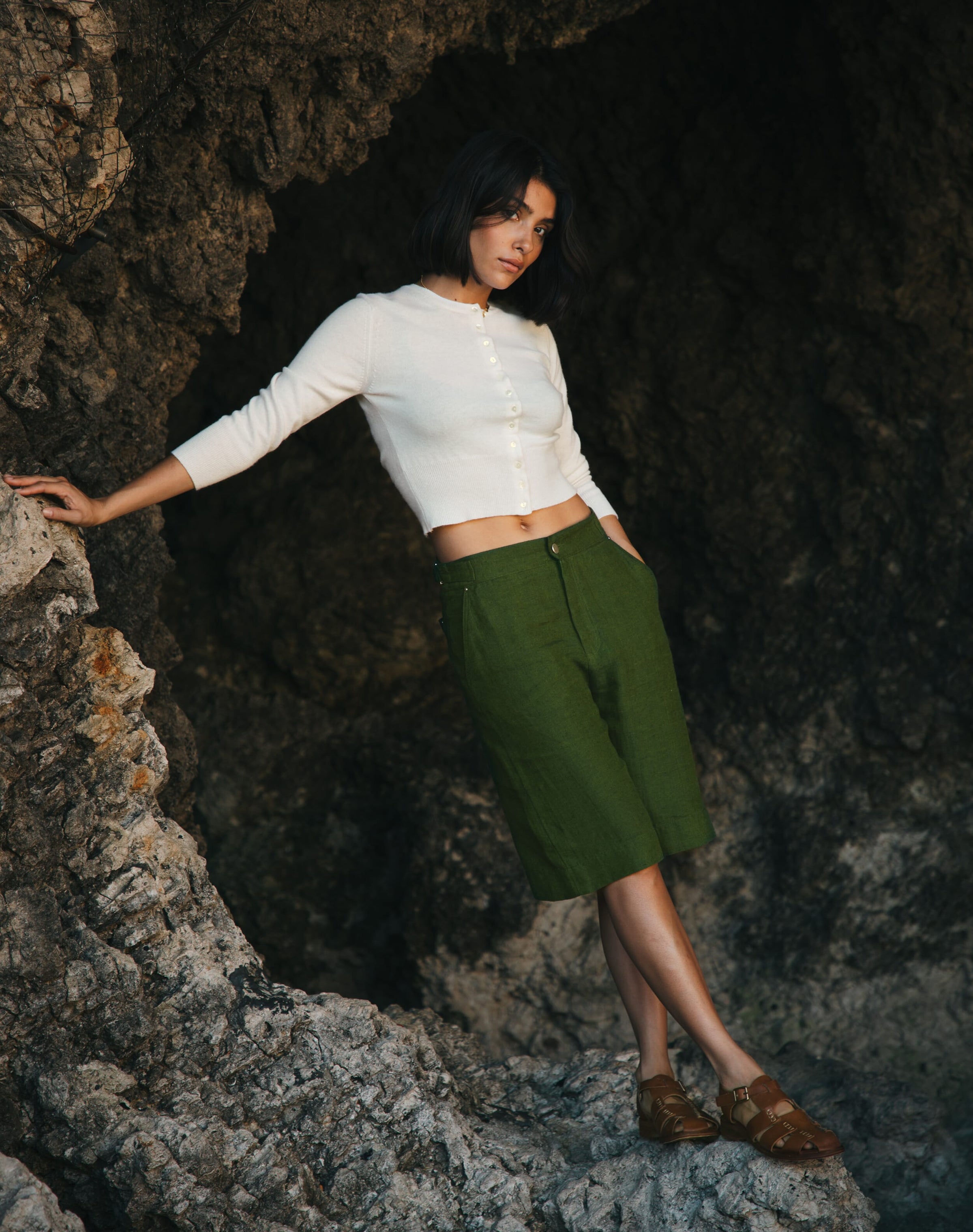 Herringbone Linen Shorts