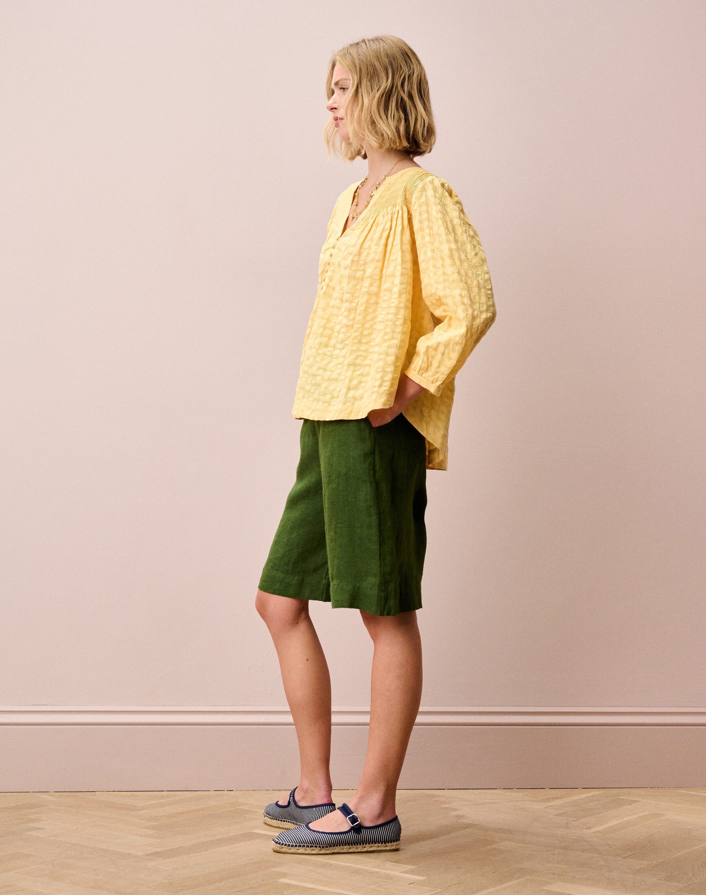 Herringbone Linen Shorts