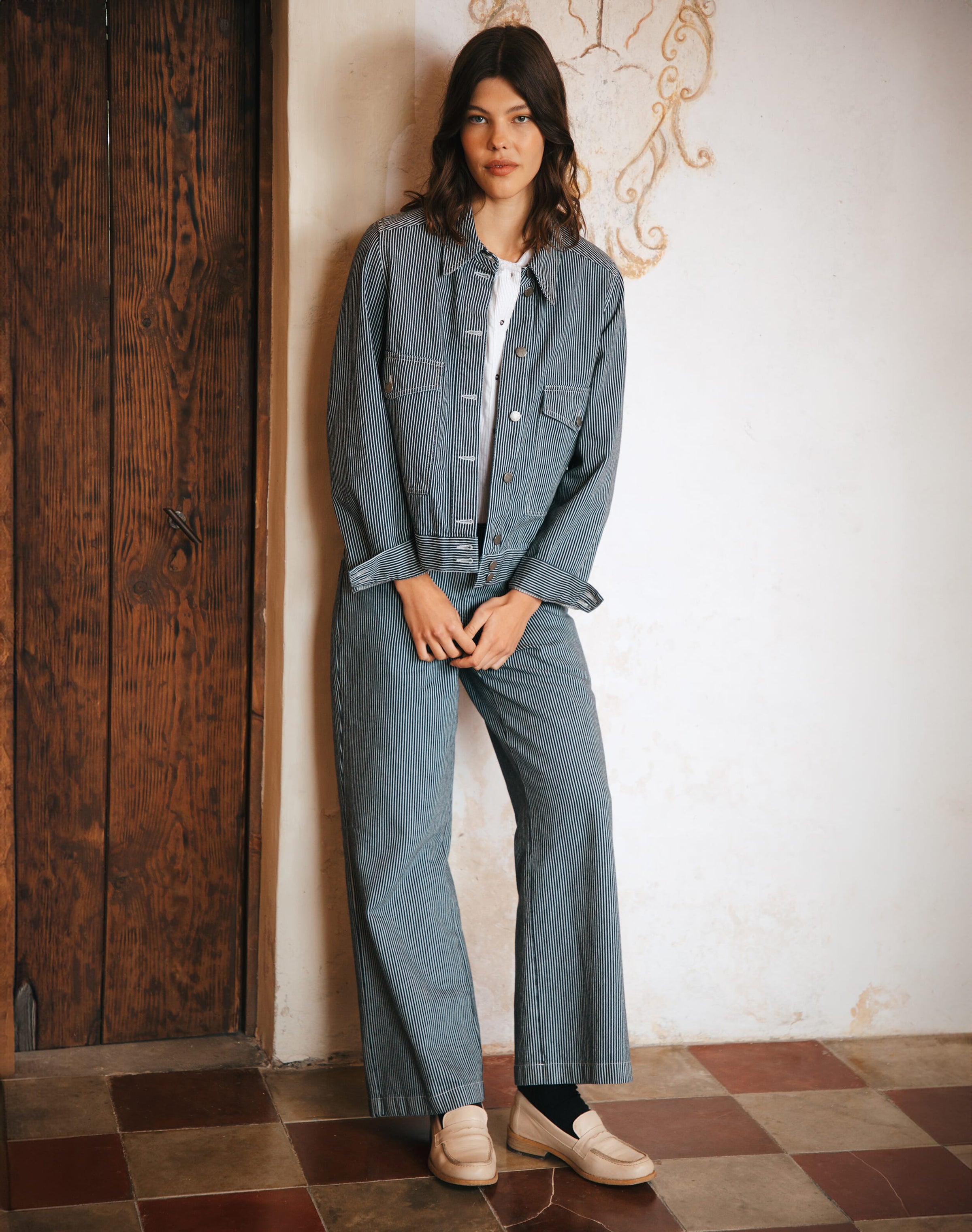 Cotton Canvas Stripe Trousers