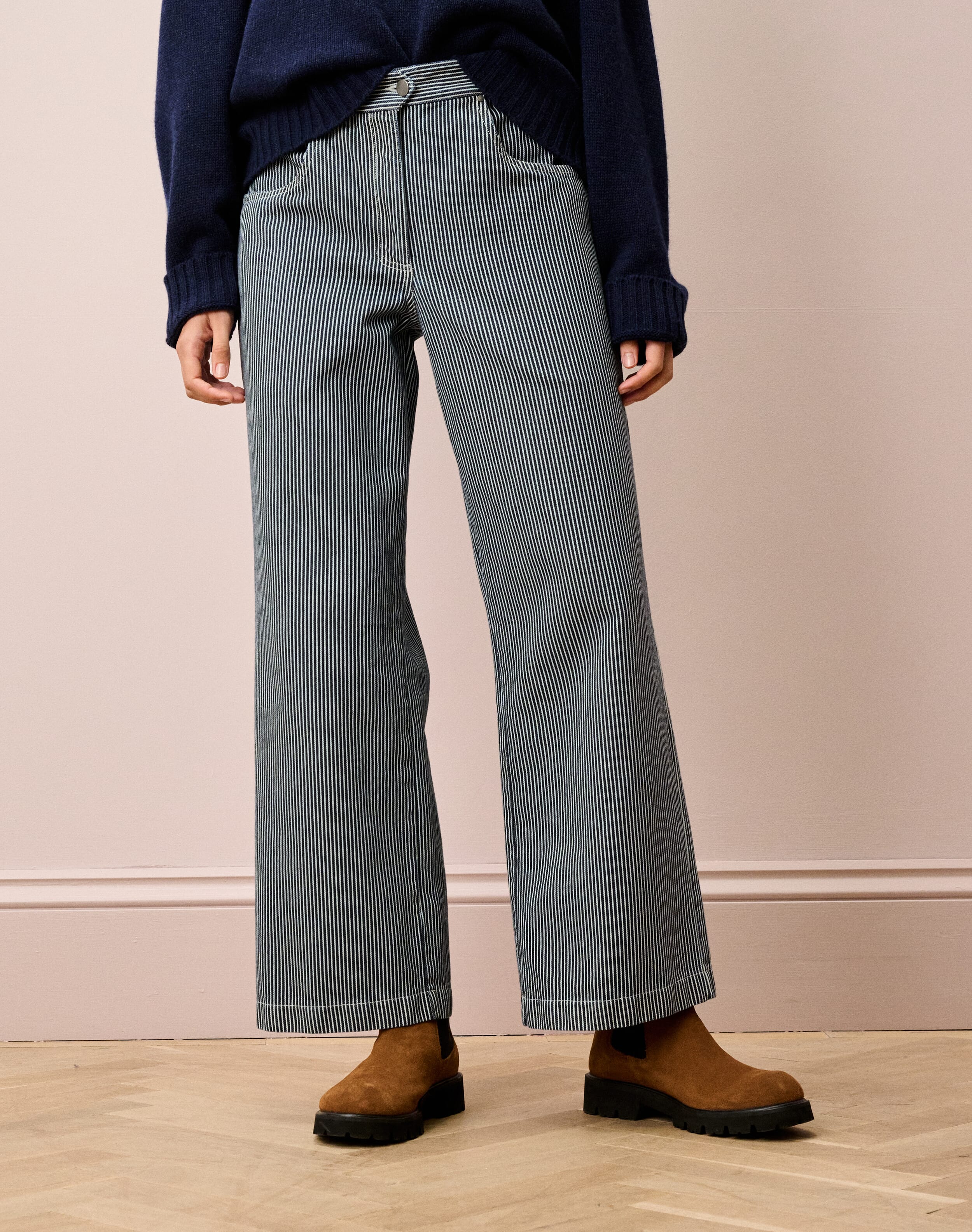 Cotton Canvas Stripe Trousers