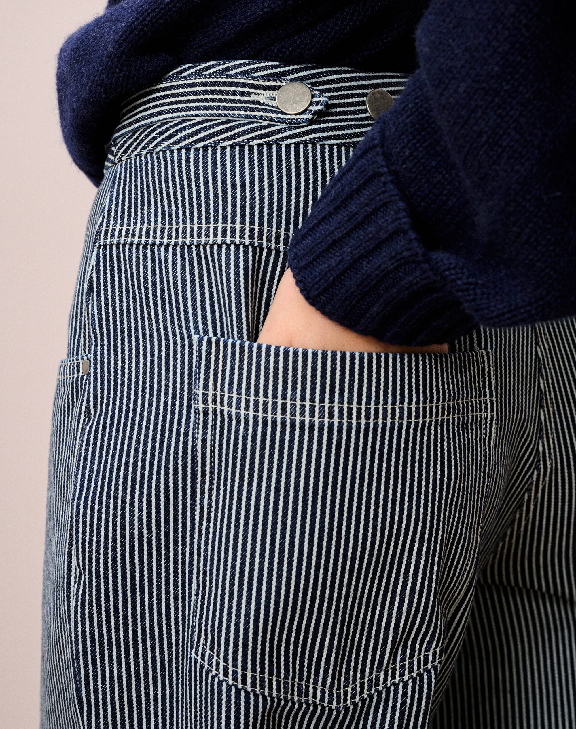 Cotton Canvas Stripe Trousers