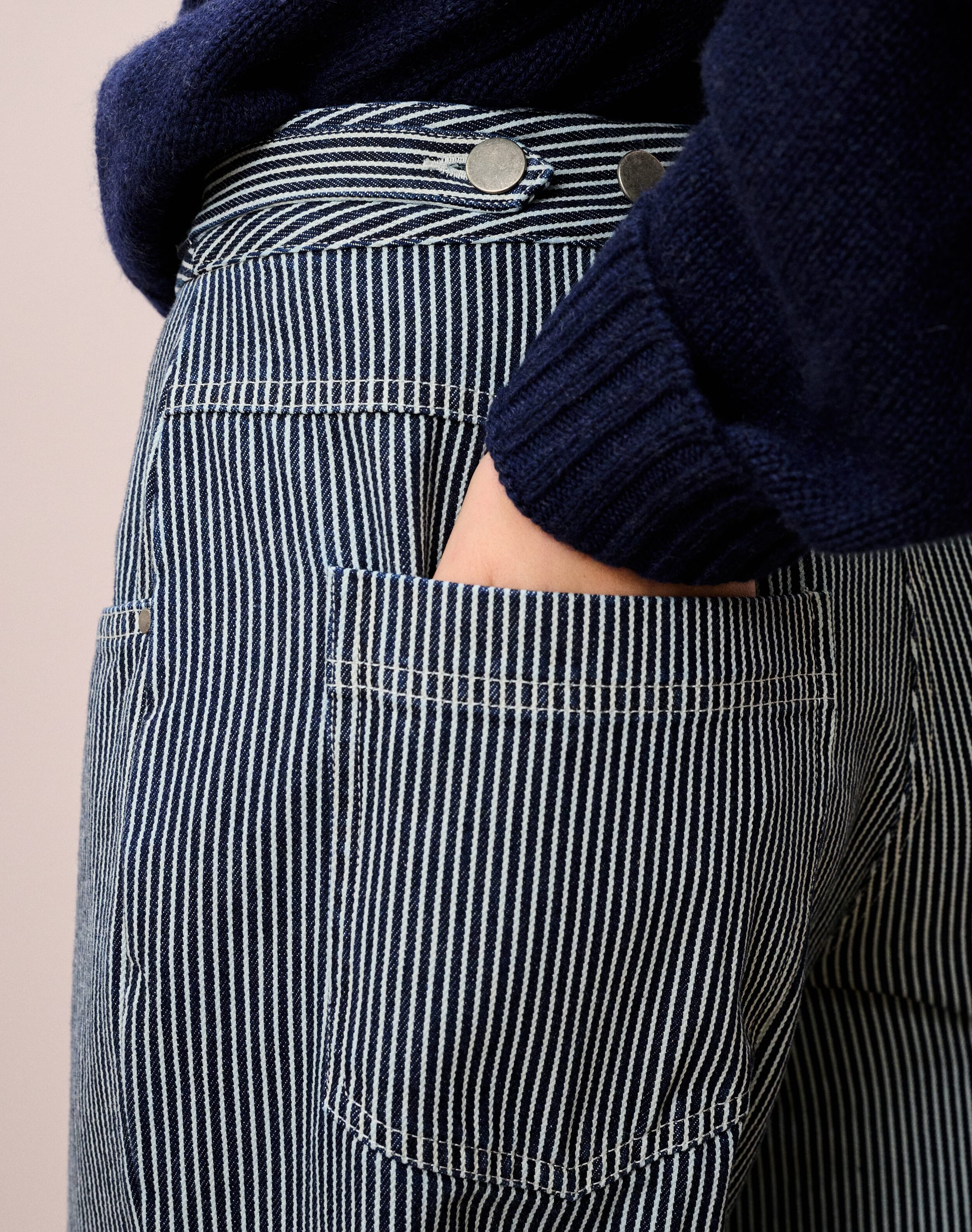 Cotton Canvas Stripe Trousers